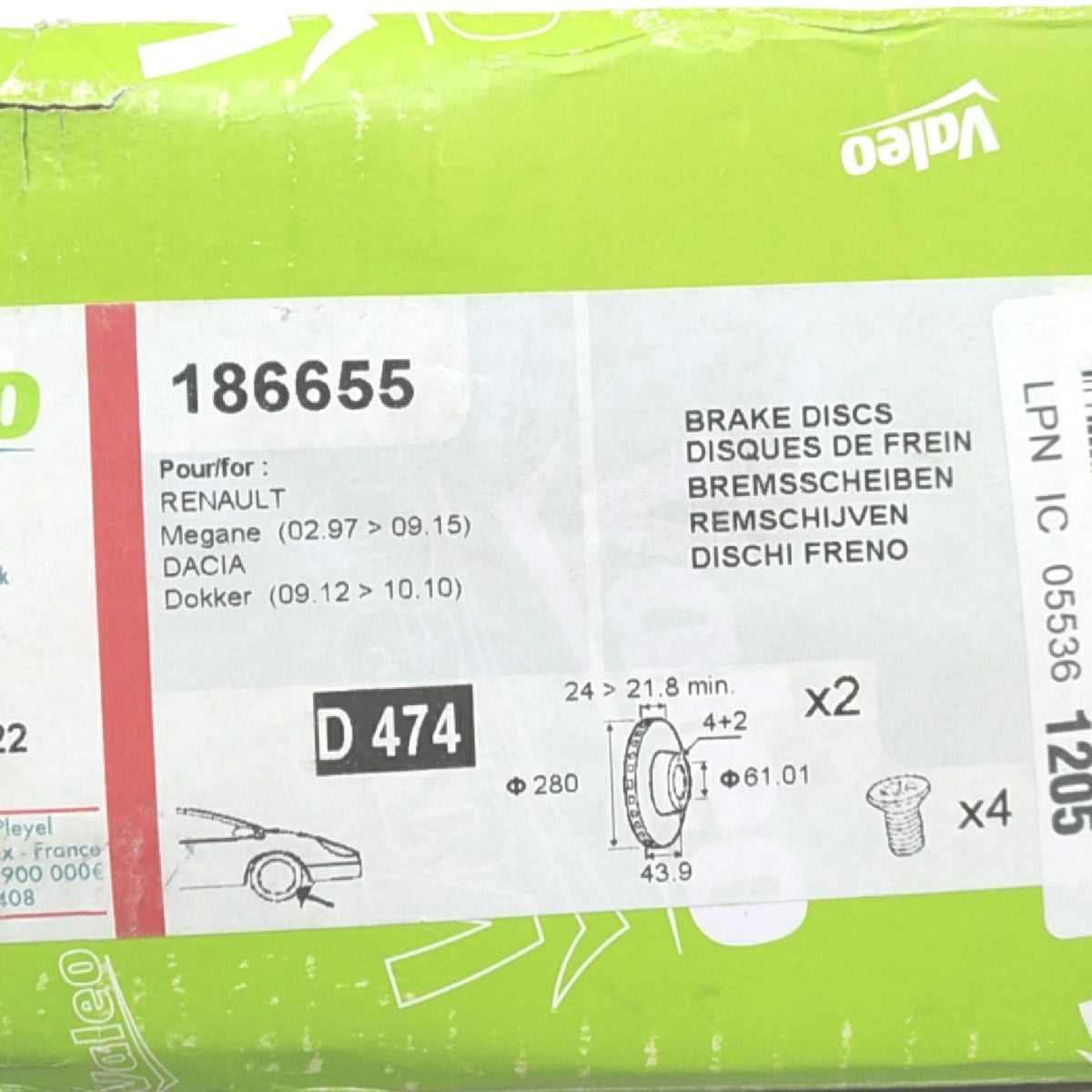 VALEO BRAKE SYSTEMS Bremsscheiben 186655 Einbaulage: Vorderachse verkauft von 2 (68,28)