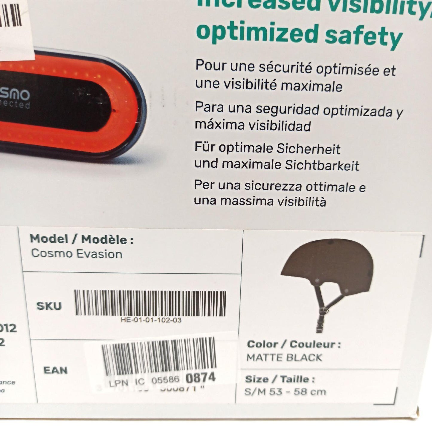Cosmo Connected Cosmo Evasion Intelligenter Fahrrad Rollerhelm Schwarz S M ohne Licht