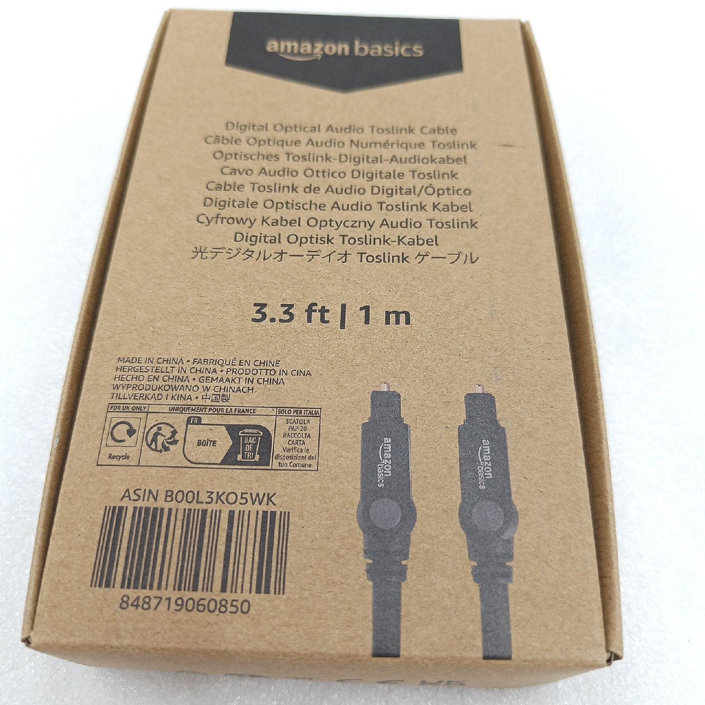 Amazon Basics Toslink Kabel Audio Zubehör Fernseher Digital hochwertig robust schwarz 1 m