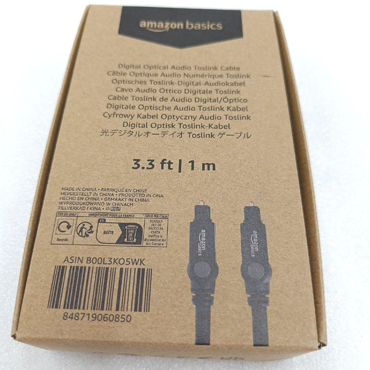 Amazon Basics Toslink Kabel Audio Zubehör Fernseher Digital hochwertig robust schwarz 1 m