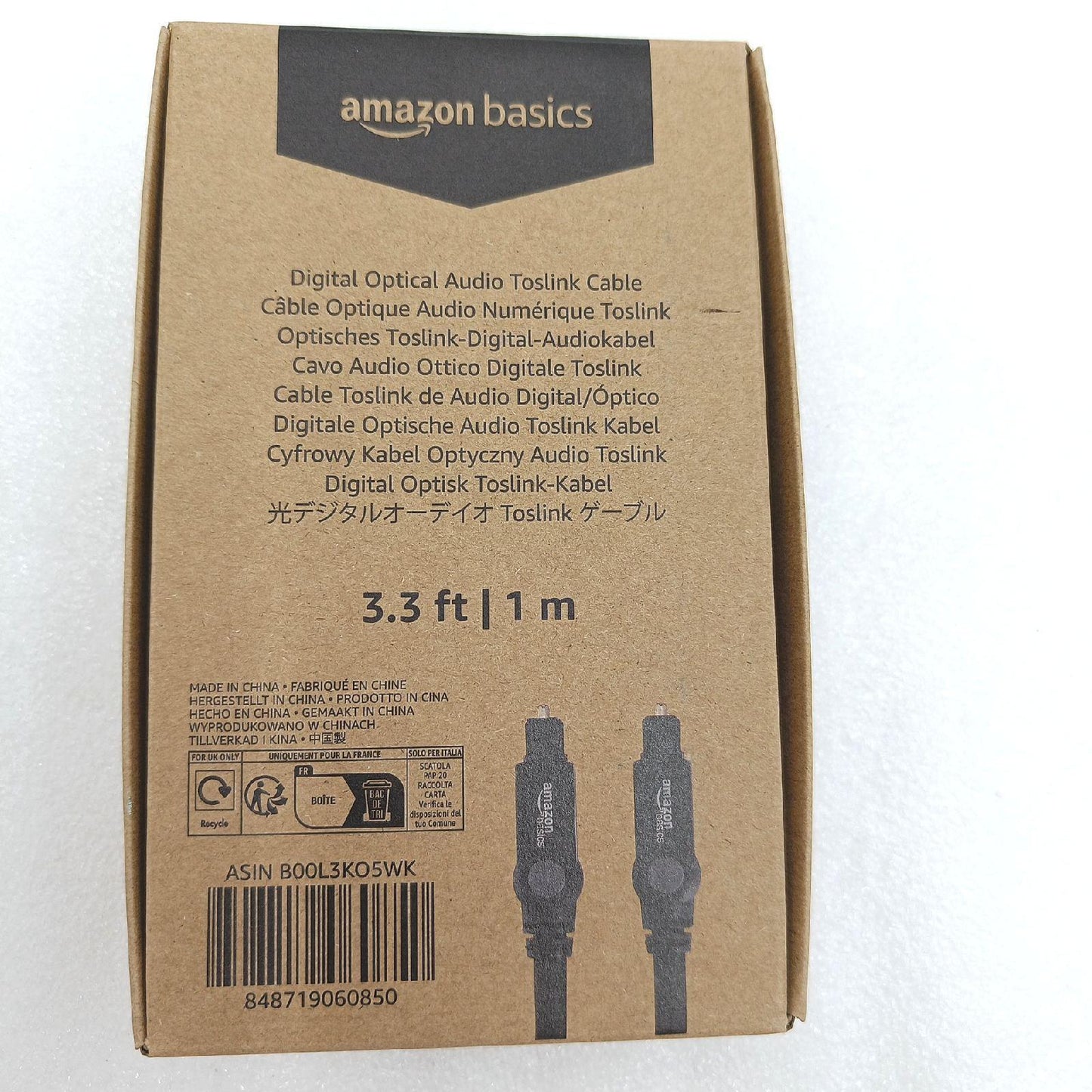Amazon Basics Toslink Kabel Audio Zubehör Fernseher Digital hochwertig robust schwarz 1 m
