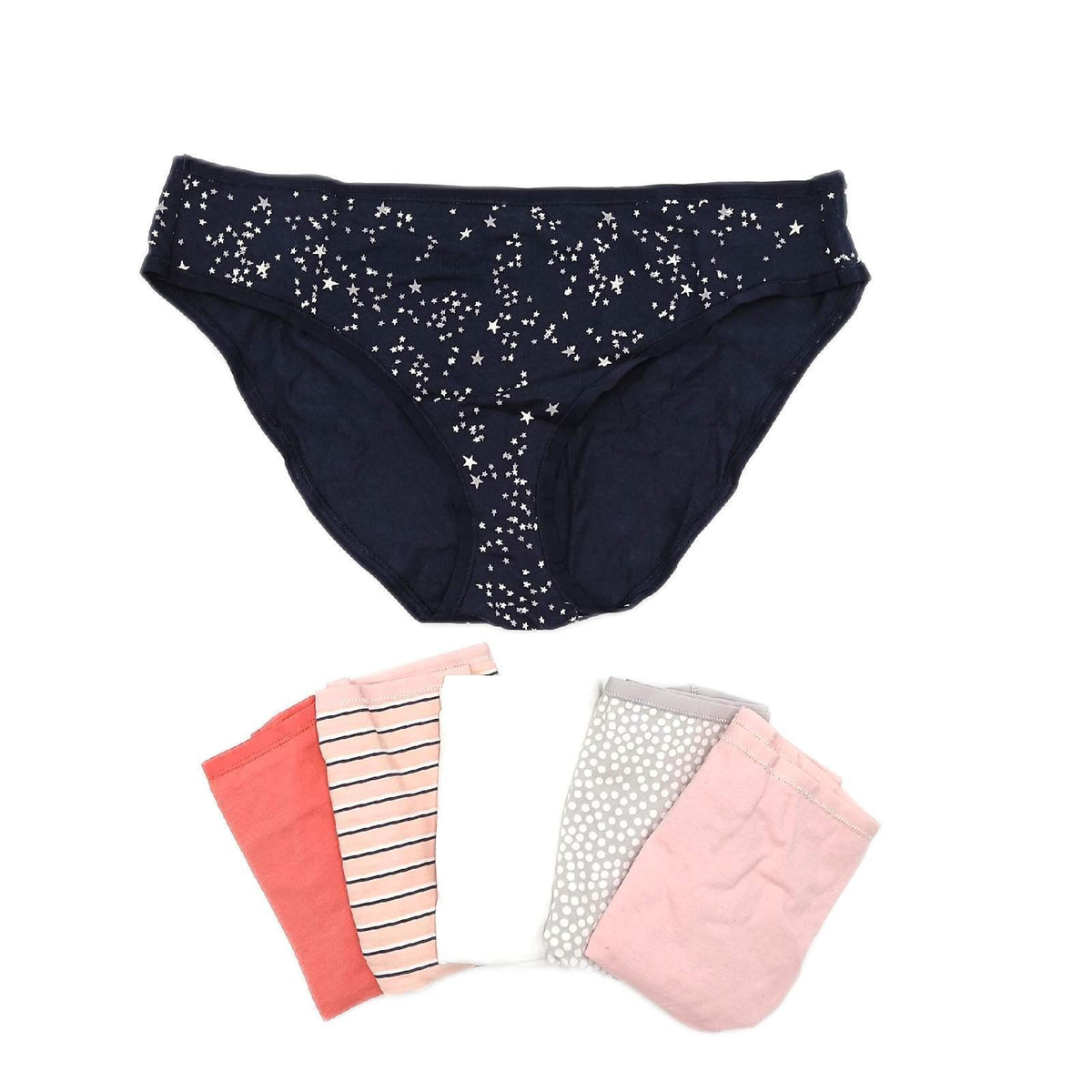 Amazon Essentials Damen Unterwäsche Bikini Slips Baumwolle in Übergröße erhältlich  6er Pack  Mehrfarbig/Punkte/Sterne/Streifen  46