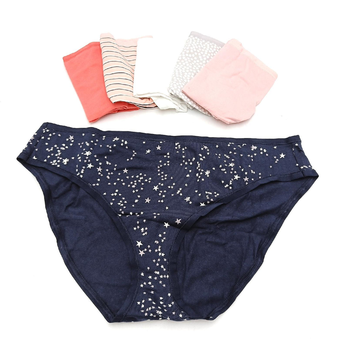 Amazon Essentials Damen Unterwäsche Bikini Slips Baumwolle in Übergröße erhältlich  6er Pack  Mehrfarbig/Punkte/Sterne/Streifen  46