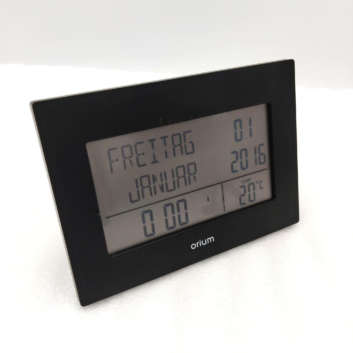 Hestec Memento Funk-Kalenderuhr - Multifunktions-Digitaluhr - Kalenderanzeige - Schwarz - 16 x 9 cm