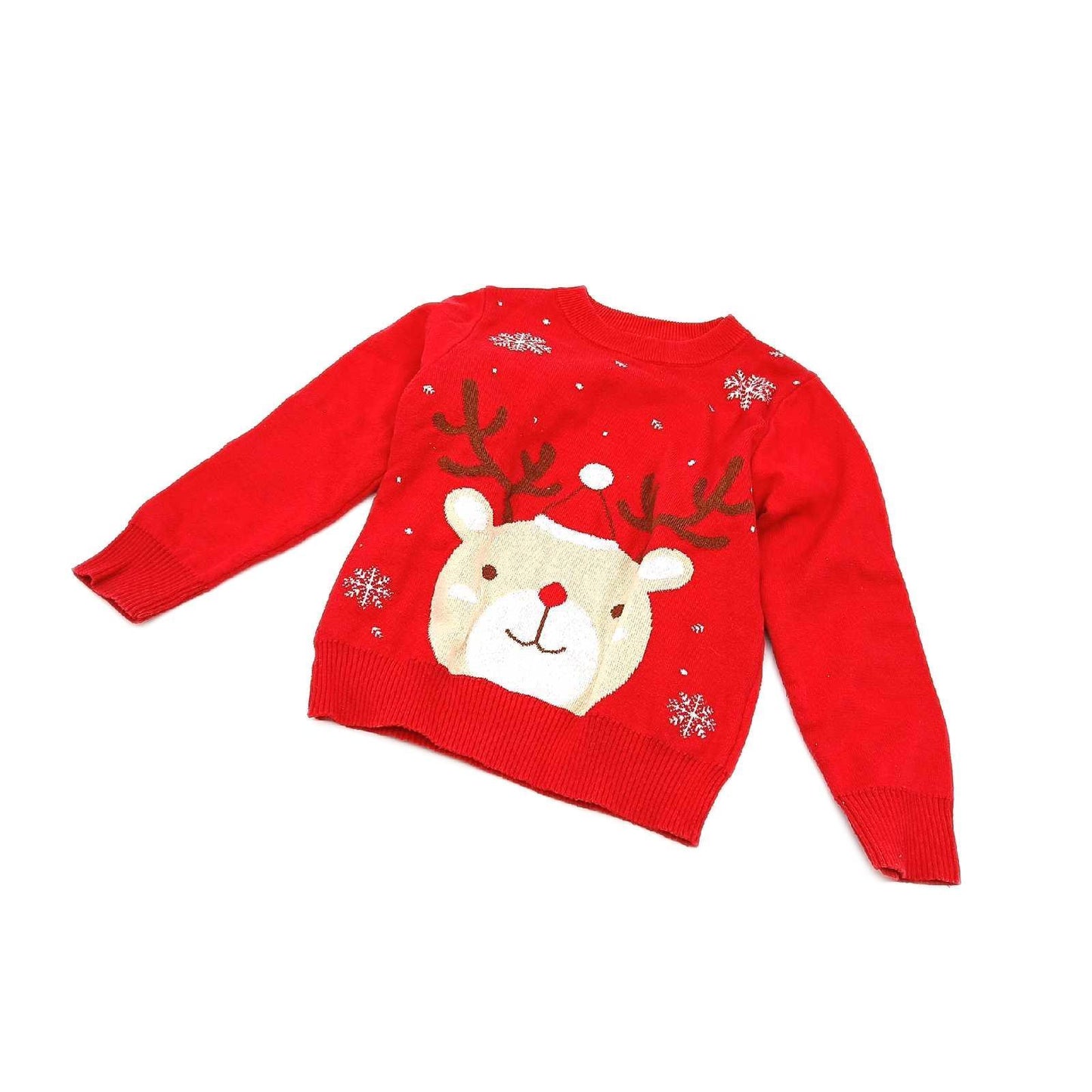 JiAmy Pullover Kinderbekleidung Weihnachten Strickpullover Hirsch Motiv Rot 3 4