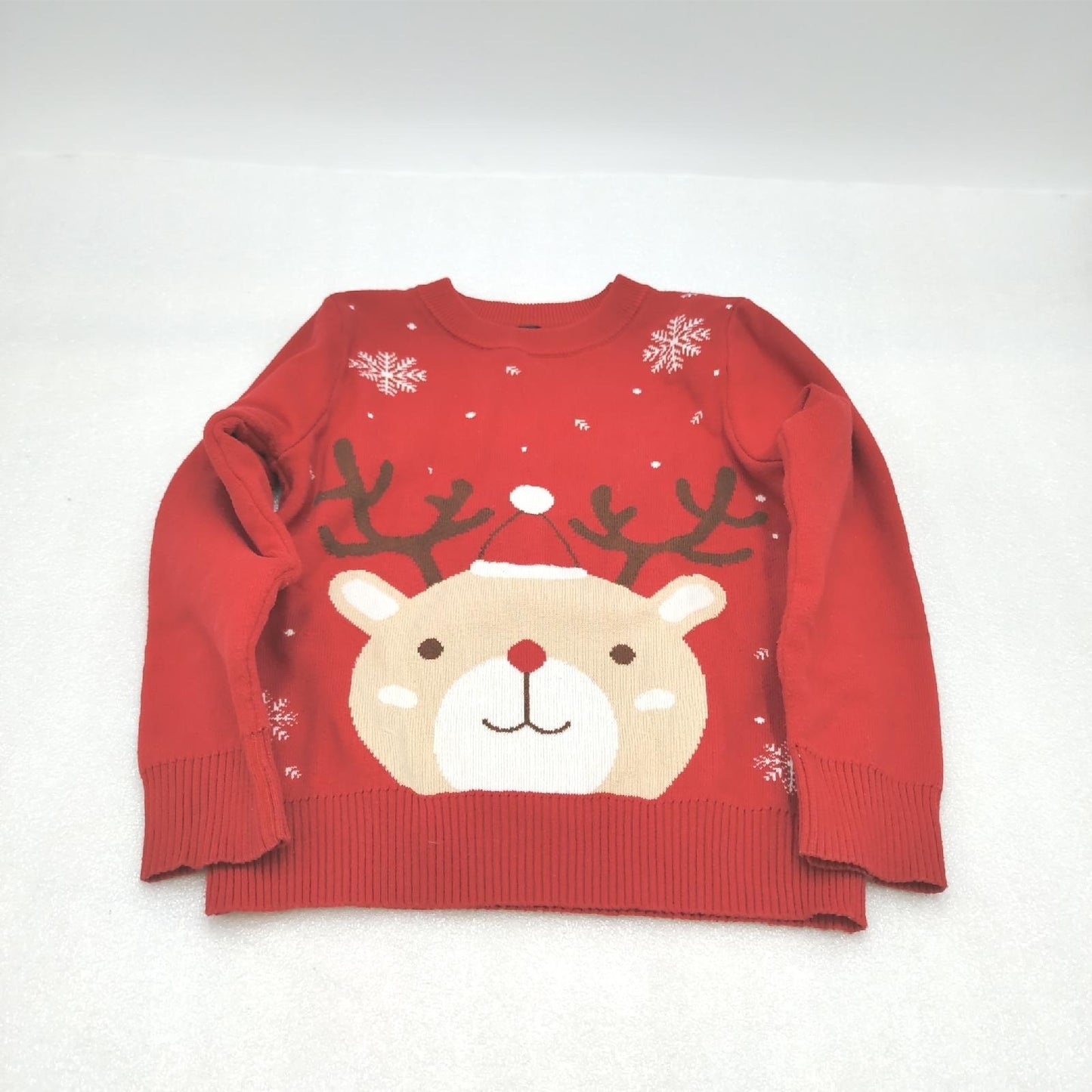 JiAmy Pullover Kinderbekleidung Weihnachten Strickpullover Hirsch Motiv Rot 3 4