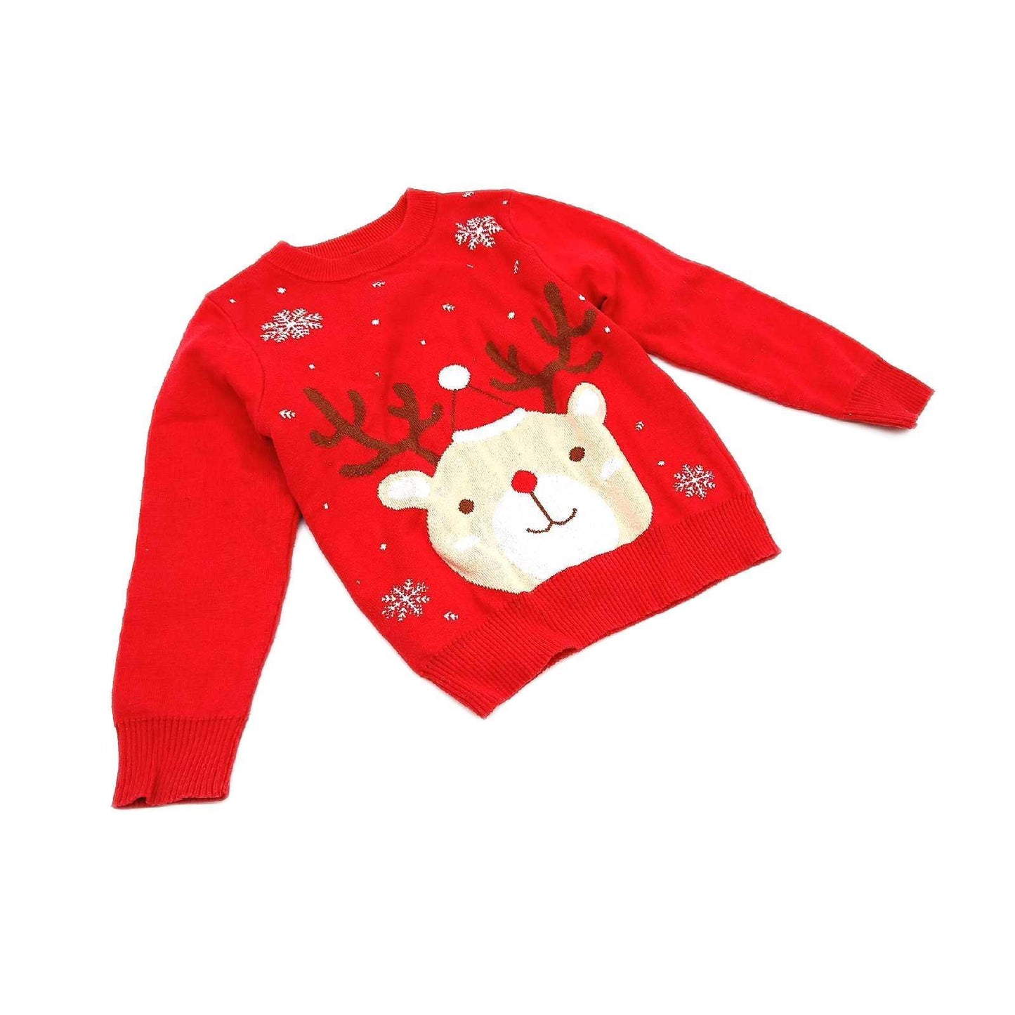 JiAmy Pullover Kinderbekleidung Weihnachten Strickpullover Hirsch Motiv Rot 3 4