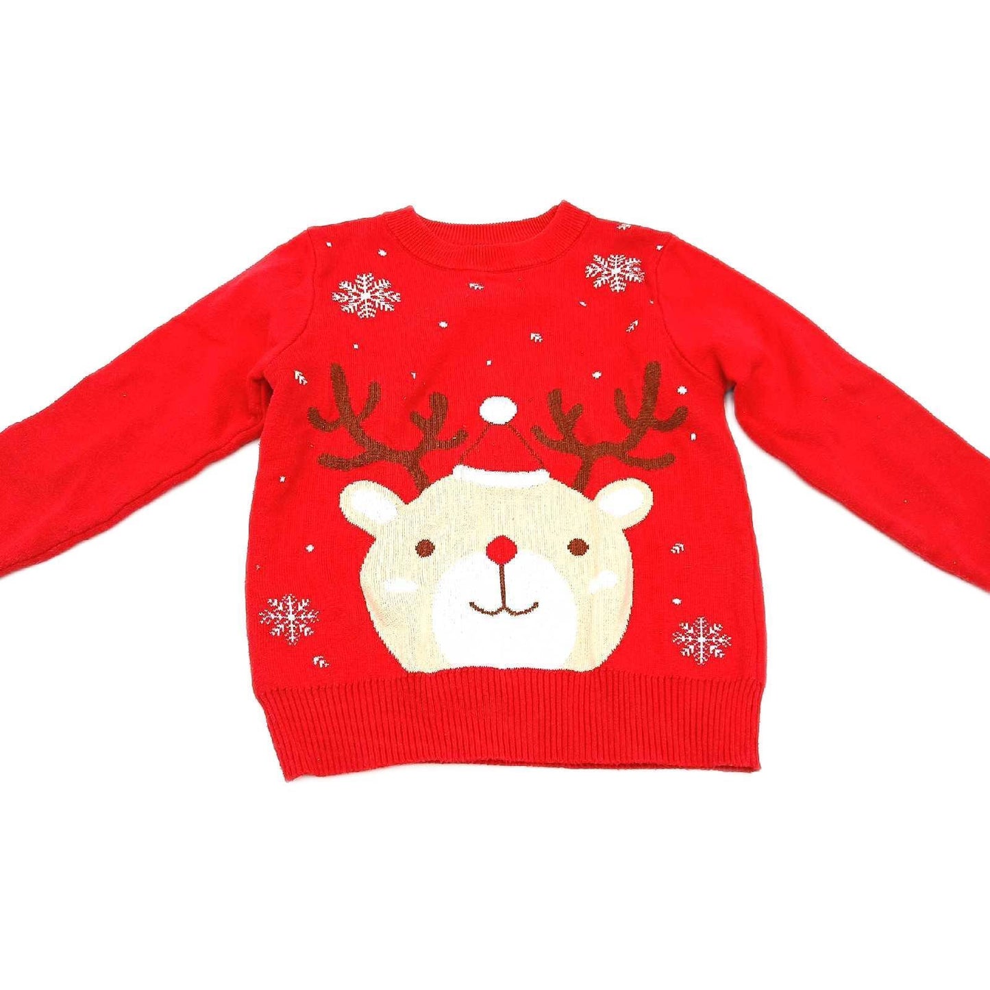 JiAmy Pullover Kinderbekleidung Weihnachten Strickpullover Hirsch Motiv Rot 3 4