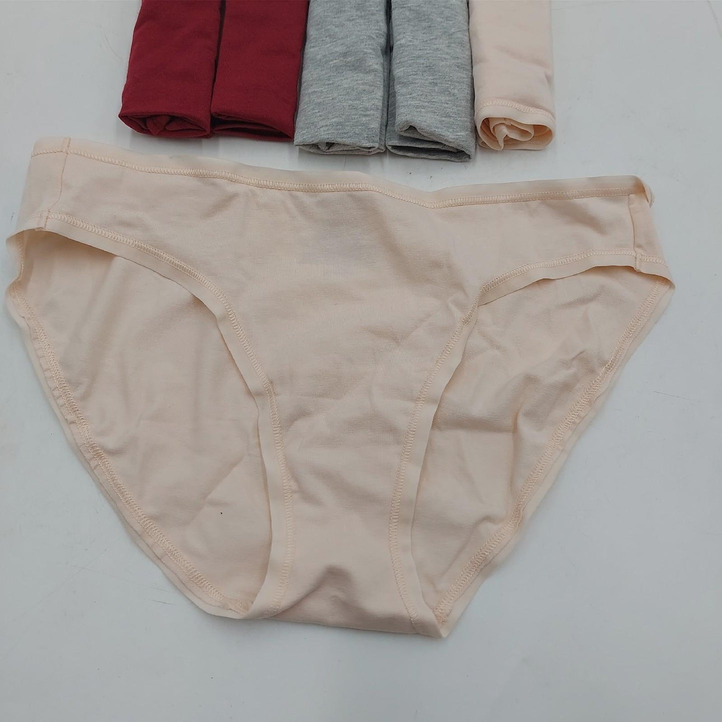 Amazon Essentials Damen Unterhose Bikini Schnitt Unterwäsche 5er Pack Dunkelrot Rosa Grau Hellbl