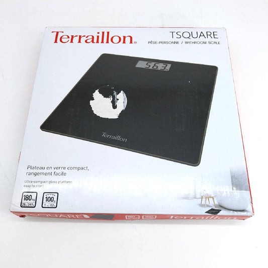 Terraillon Personenwaage TSQUARE SCHWARZ Kompakt ultraflach Plattform 26cm x 26cm Starke