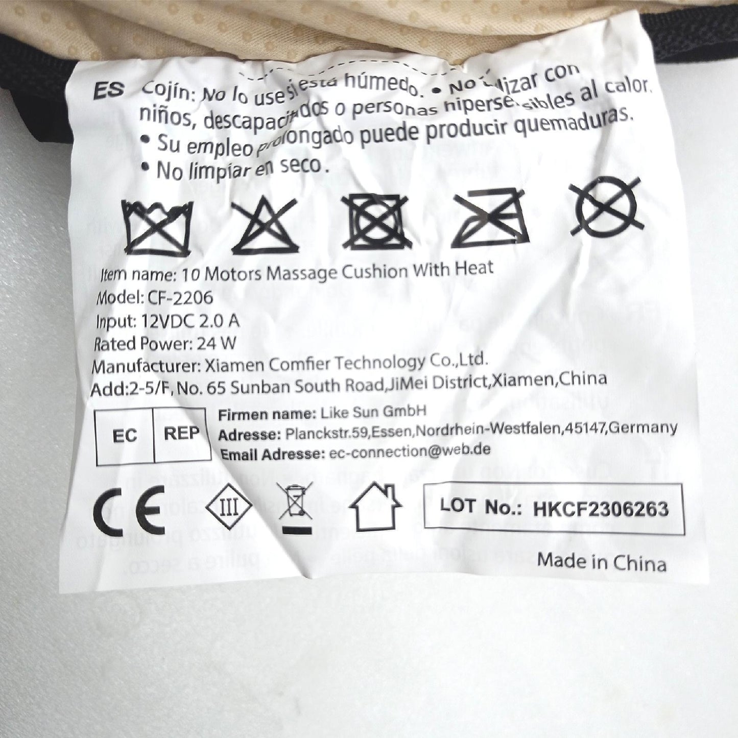 Comfier Massagesitzauflage Massagegeräte Haushalt Modell Massage Entspannung Wärme 10 Vibrations