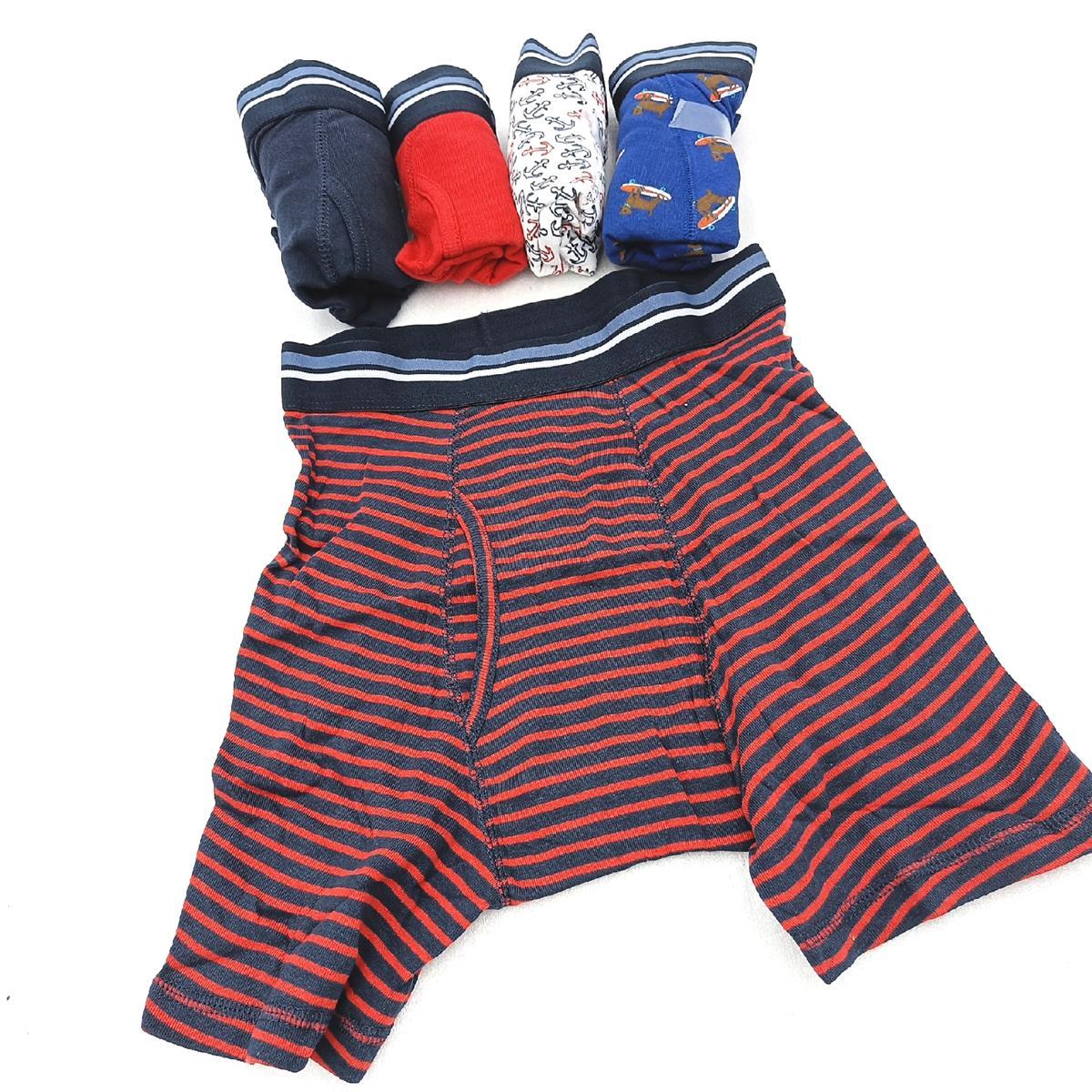Amazon Essentials Herren Atmungsaktive Boxershorts aus Baumwolle  ohne Etikett  5er-Pack  Anker/Hundeaufdruck/Ministreifen  XS