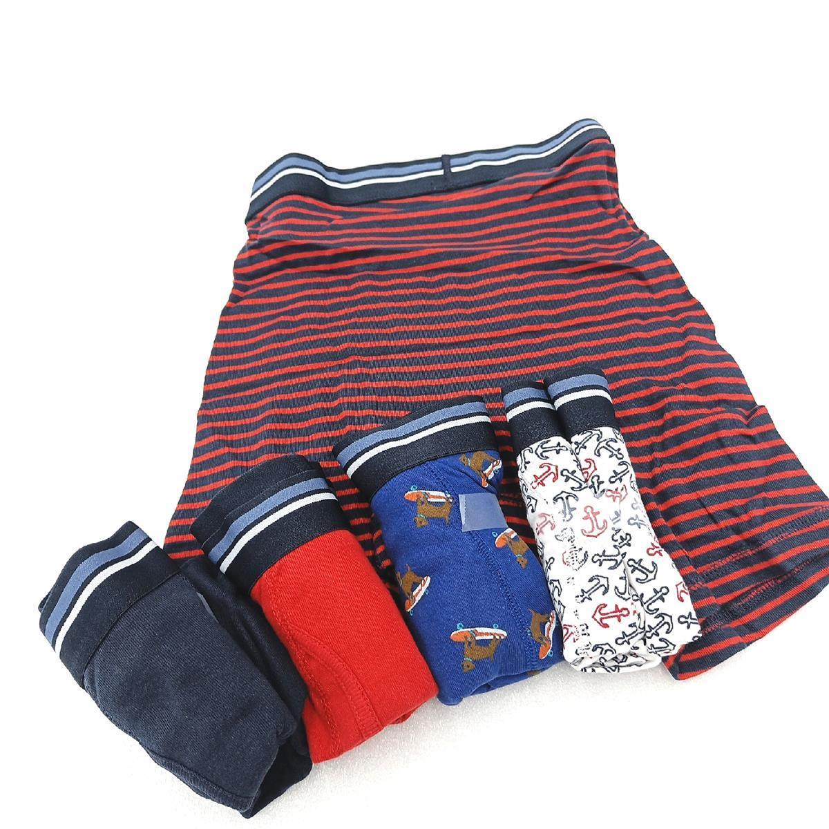 Amazon Essentials Herren Atmungsaktive Boxershorts aus Baumwolle  ohne Etikett  5er-Pack  Anker/Hundeaufdruck/Ministreifen  XS