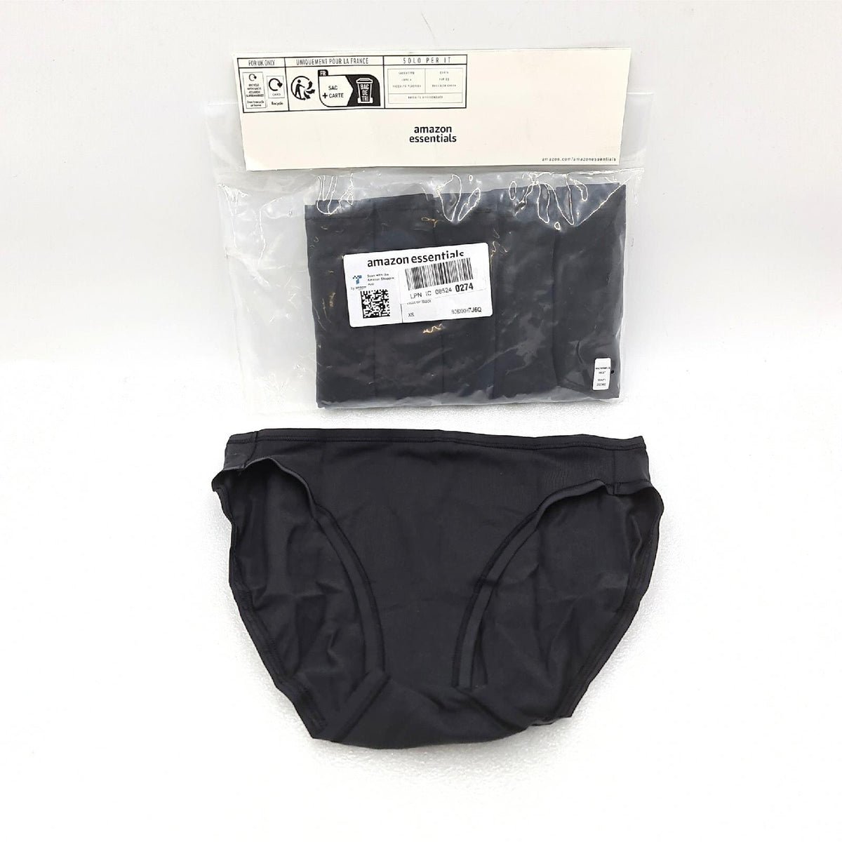 Amazon Essentials Damen Unterhosen aus Baumwoll-Stretch  Hoch Geschnittenes Bikini-Höschen  6er Pack  Schwarz  36
