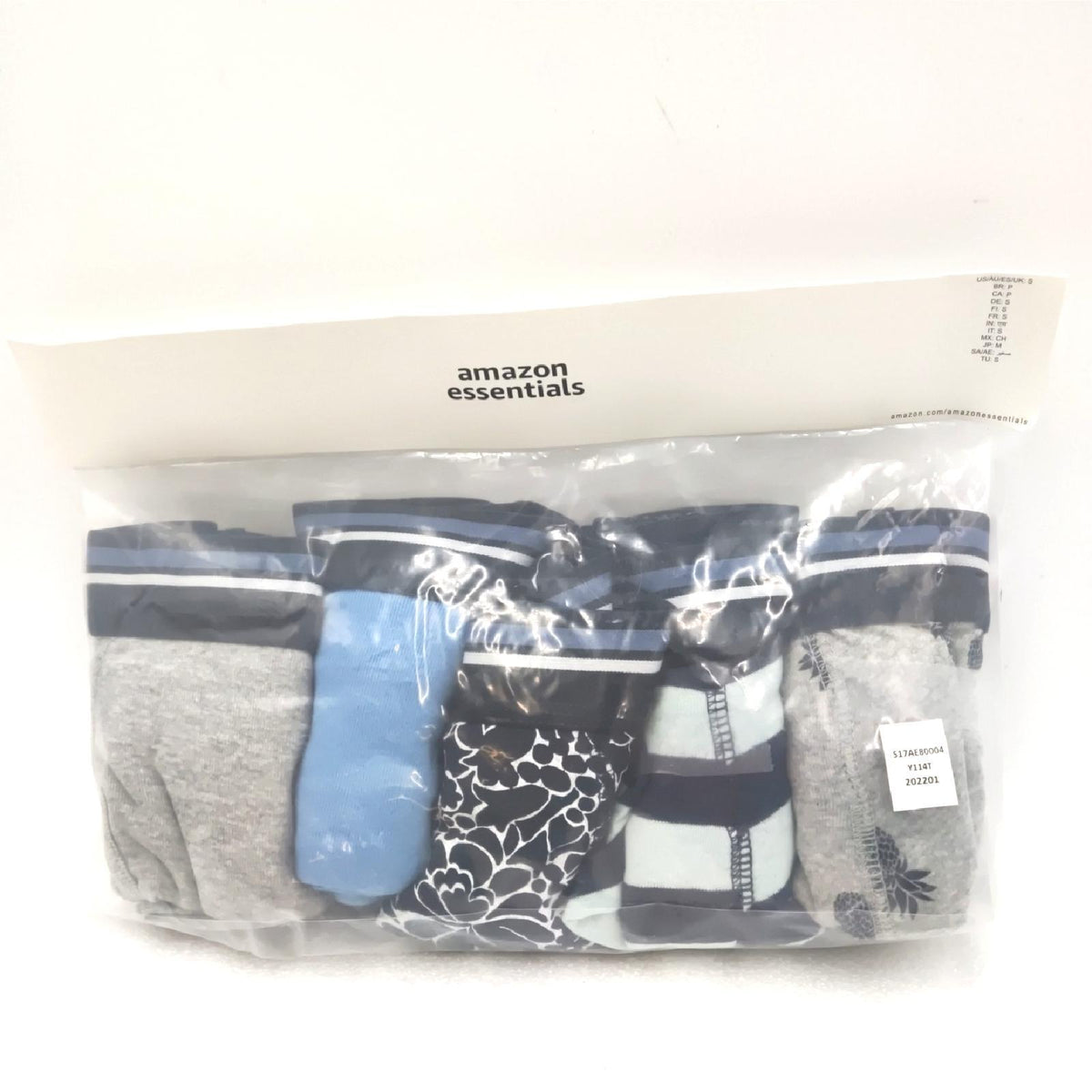 Amazon Essentials Herren Atmungsaktive Boxershorts aus Baumwolle  ohne Etikett  5er-Pack  Ananas/Blumenaufdruck/Streifen  S