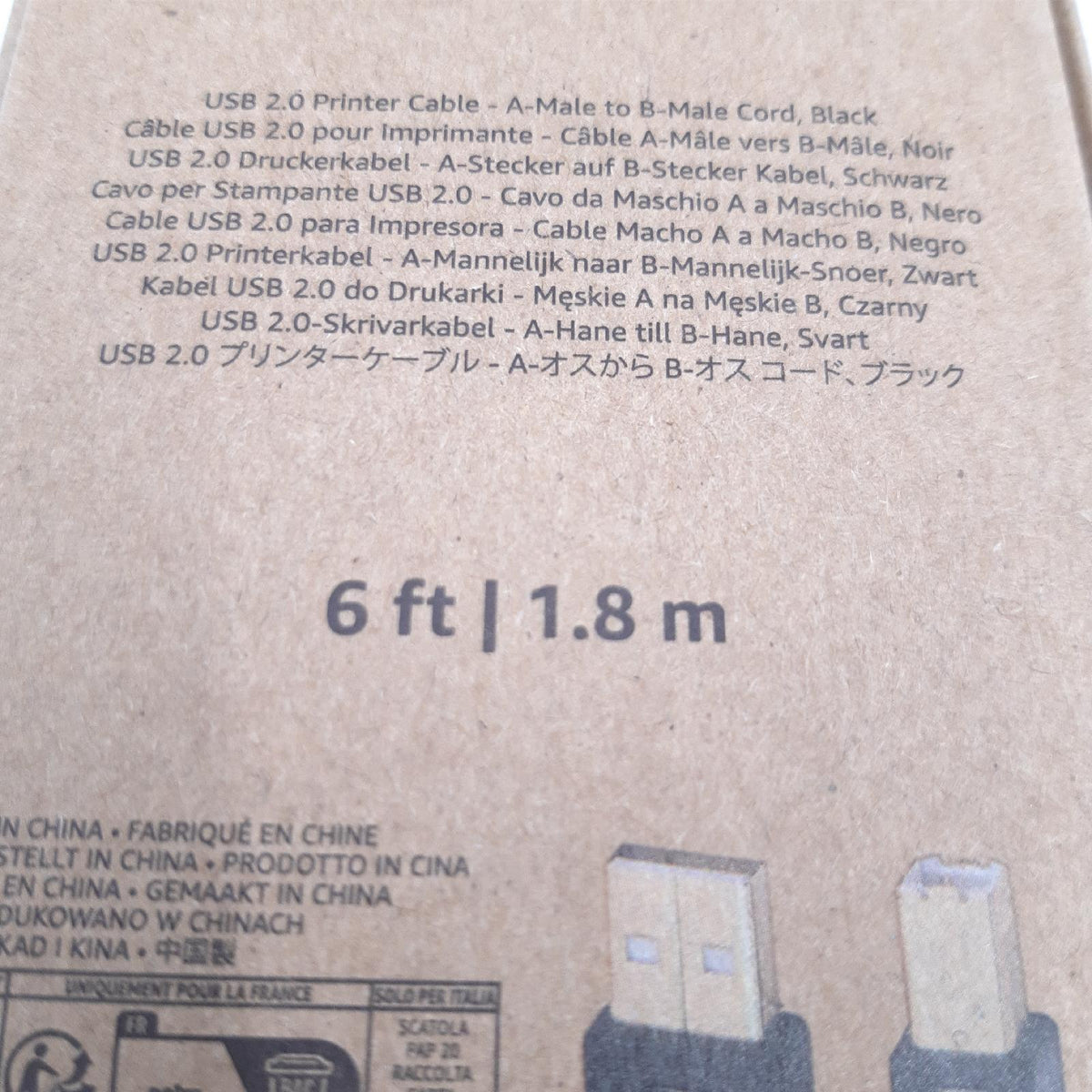 Amazon Basics USB 2 0 Kabel USB A Stecker auf USB B Stecker 18 m vergoldete Anschlüsse Drucker