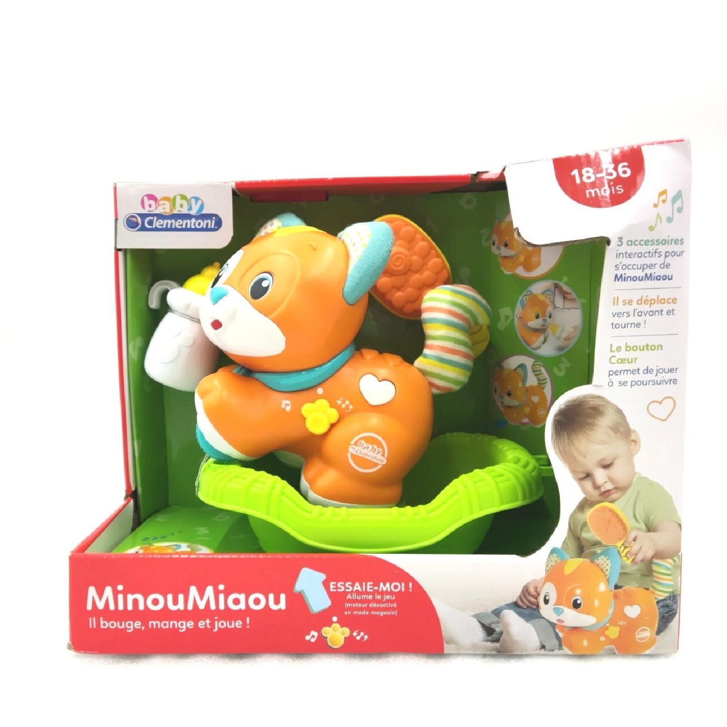 Clementoni 52505 MinouMiaou Elektronisches Babyspielzeug, französische Version, ab 18 Monaten, Mehrfarbig, S