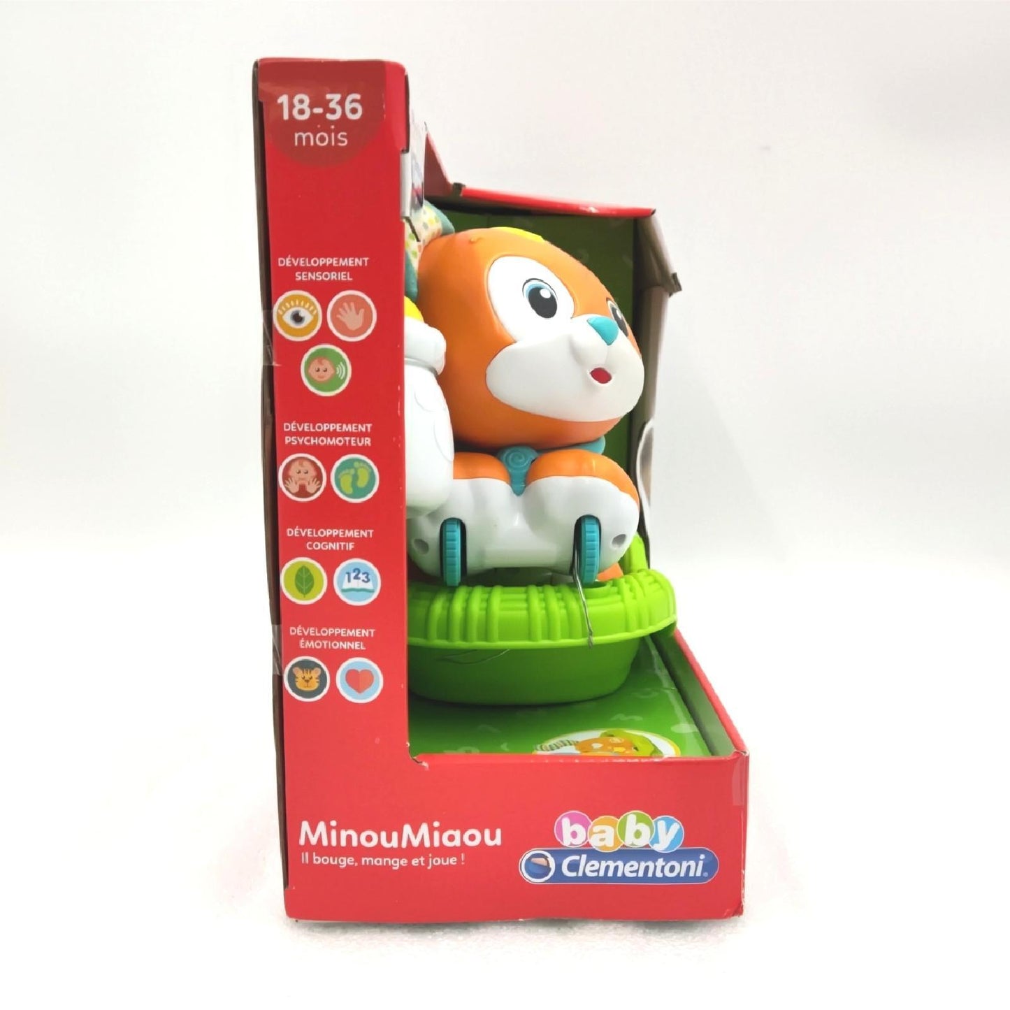Clementoni 52505 MinouMiaou Elektronisches Babyspielzeug, französische Version, ab 18 Monaten, Mehrfarbig, S