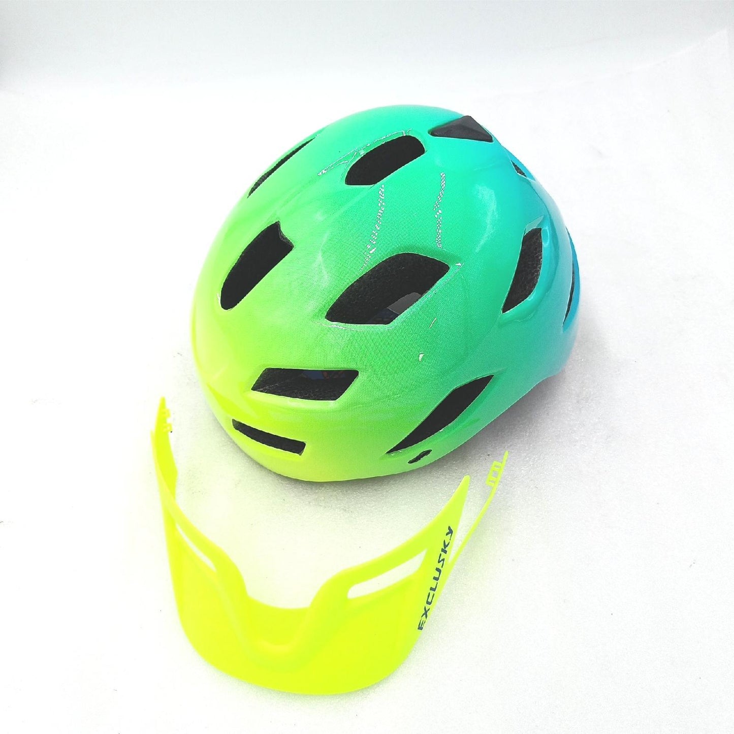 Exclusky Fahrradhelm Mountainbike Kopfschutz MTB Helm mit Licht und Visier für Erwachsene Herren