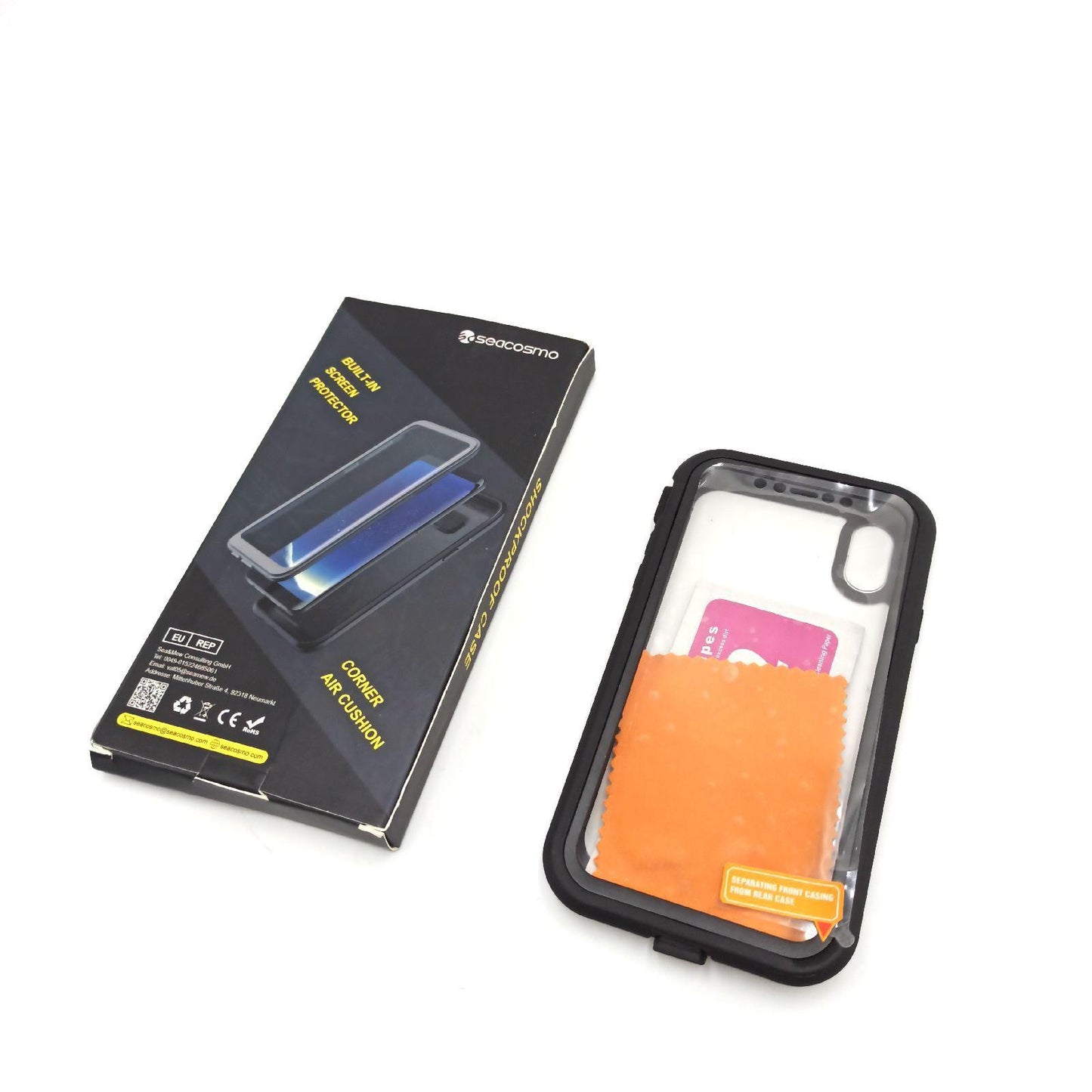SEACOSMO iPhone Xs Schutzcover Full Schwarz Anti Schock Hülle Ersatz Display