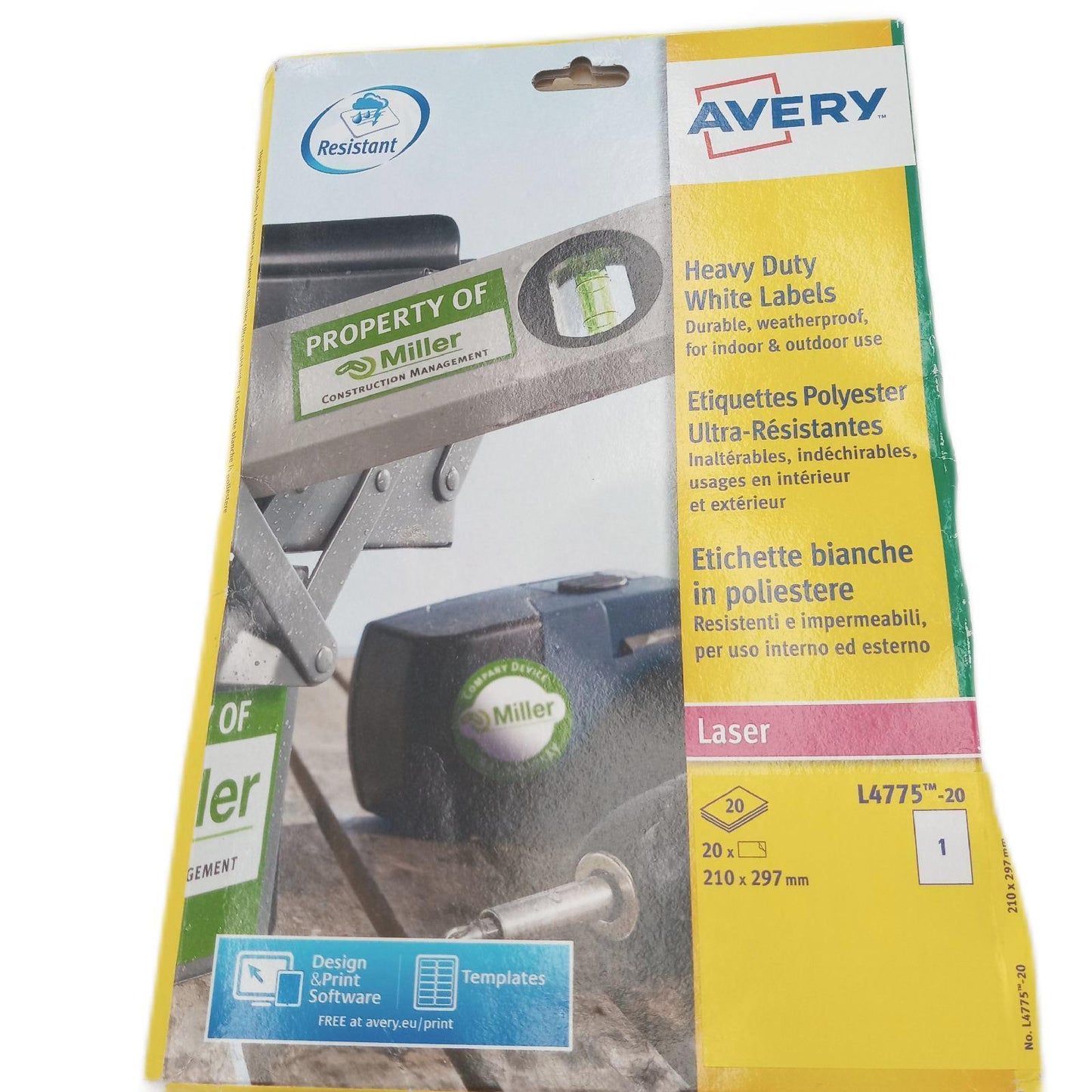 Avery L4778 20 Etiketten strapazierfaehig 45 7 x