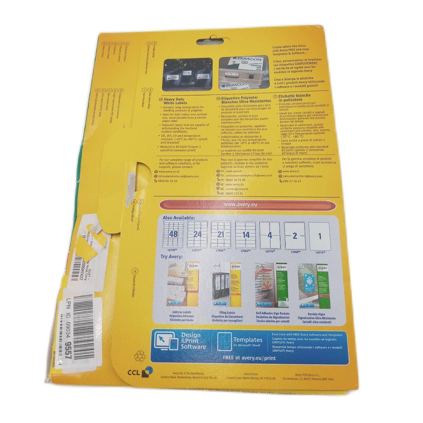 Avery L4778 20 Etiketten strapazierfaehig 45 7 x