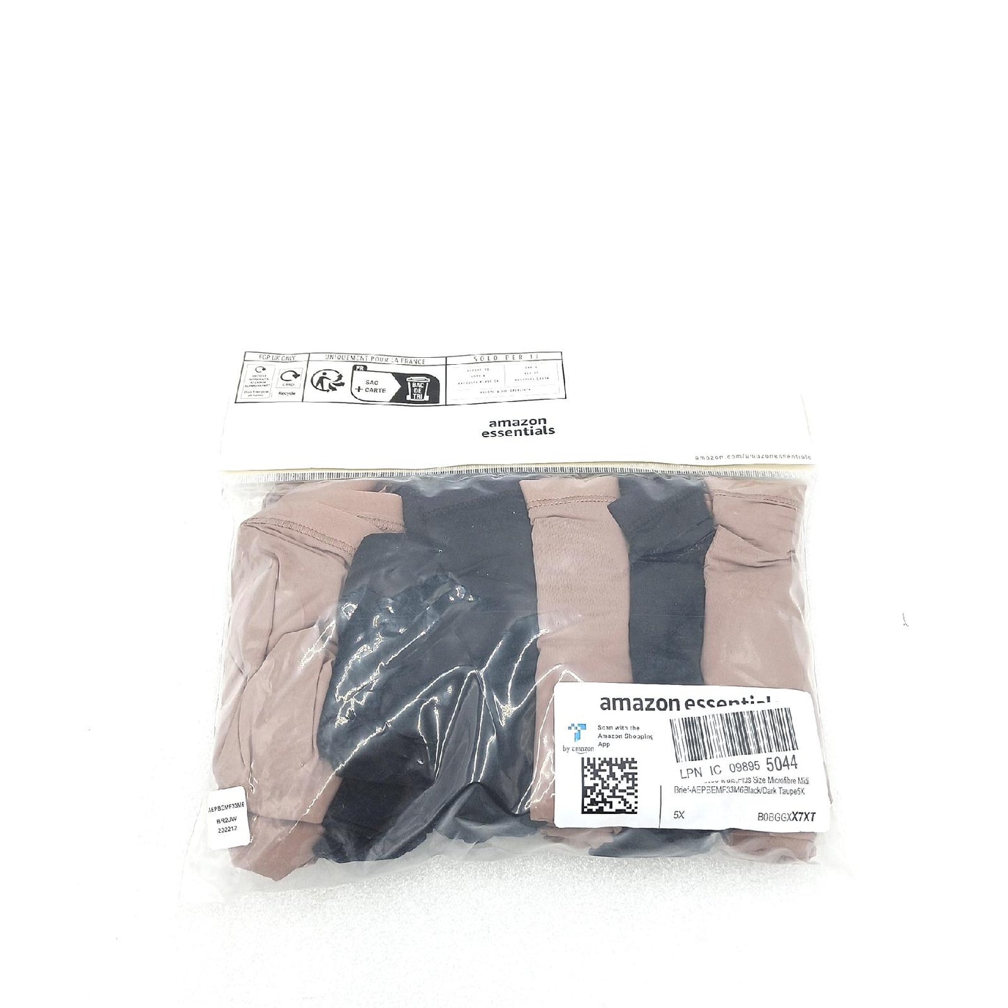 Amazon Essentials Damen Unterwäsche Unterwäsche Große Größen 5XL Komfort Dunkles Taupe Schwarz 6