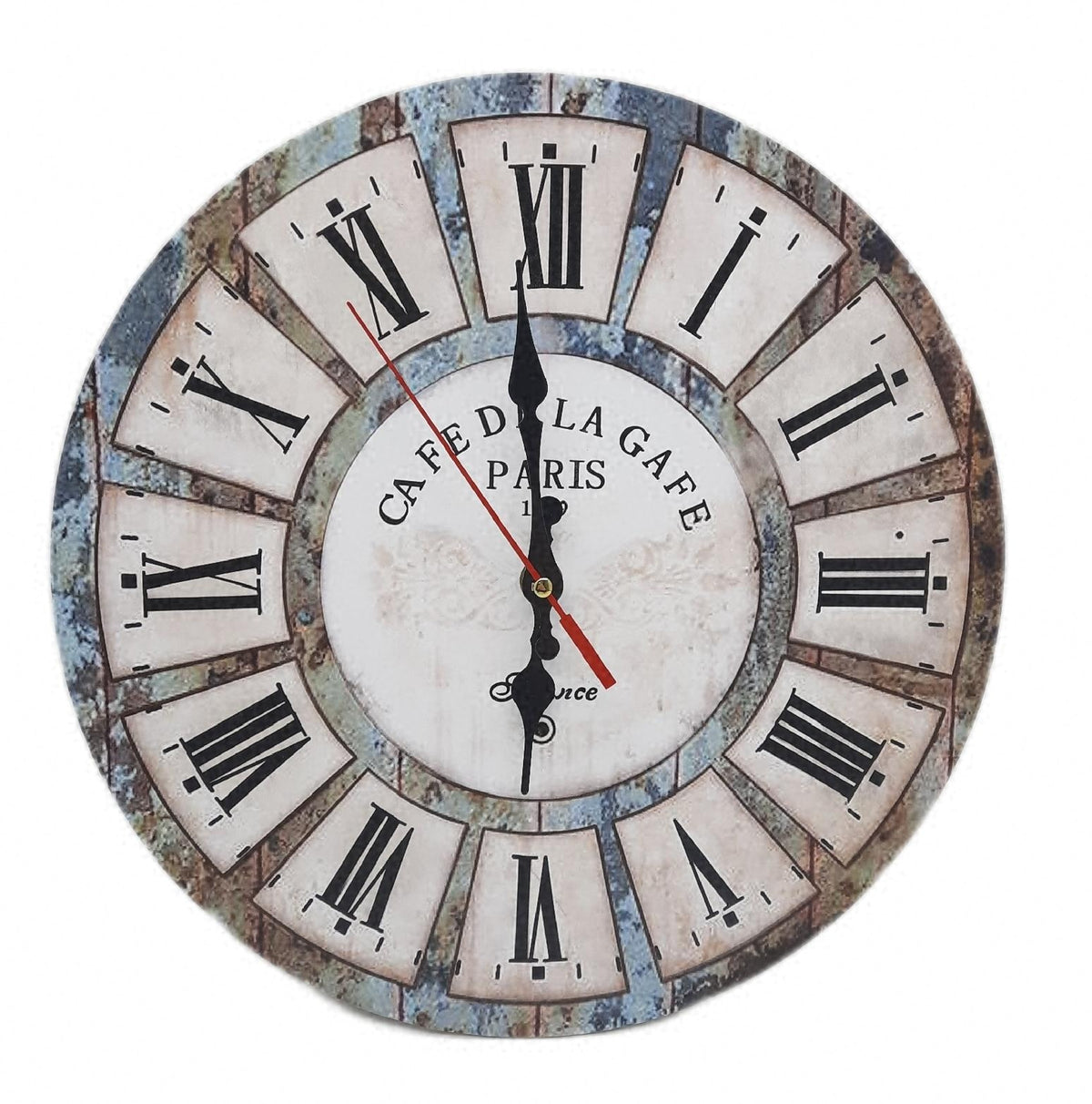 Home cm leise runde Vintage Wanduhr aus Holz rustikaler Stil 30 cm