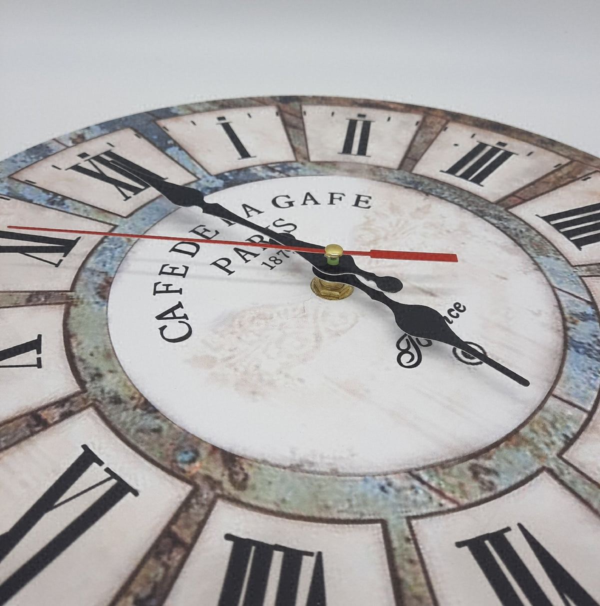 Home cm leise runde Vintage Wanduhr aus Holz rustikaler Stil 30 cm