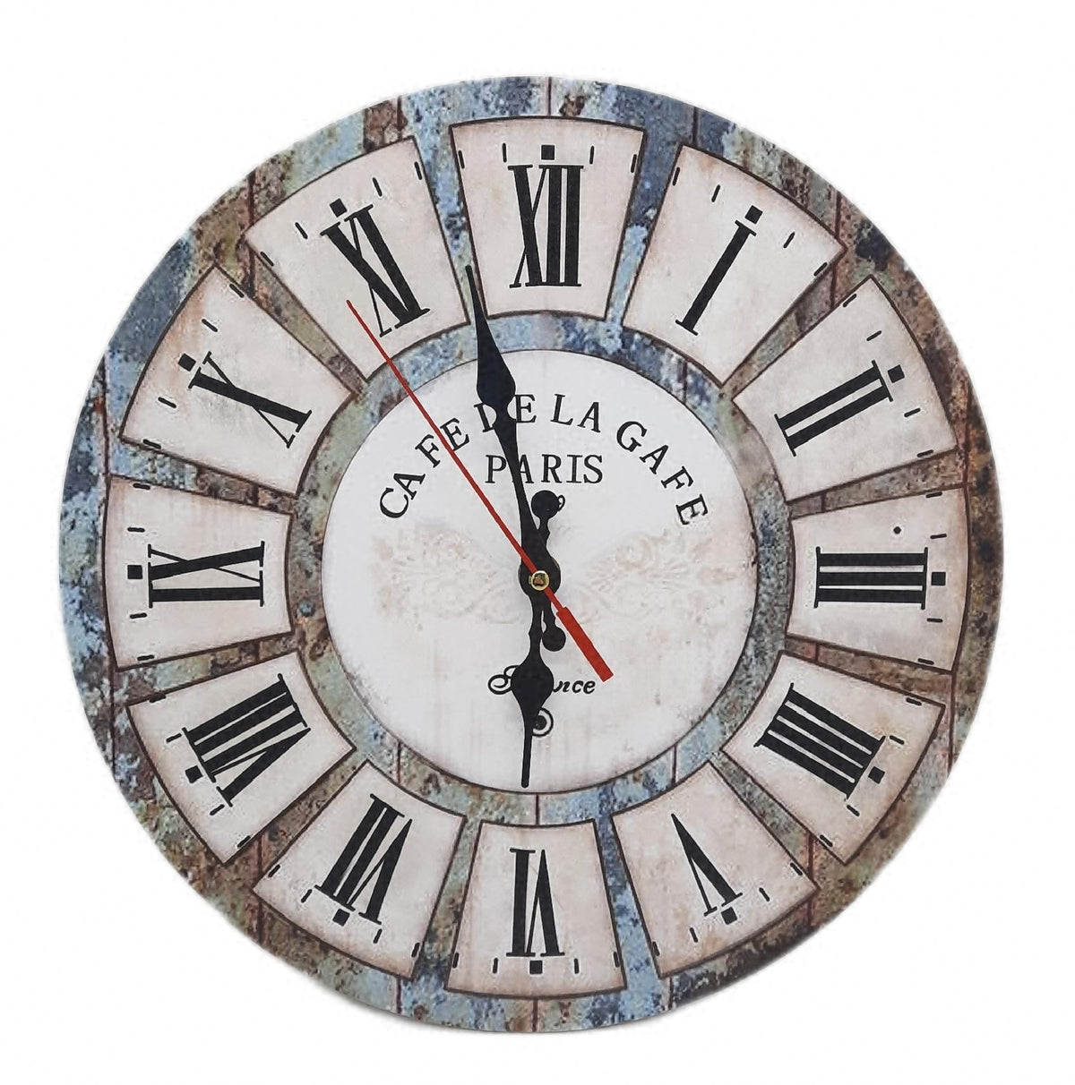Home cm leise runde Vintage Wanduhr aus Holz rustikaler Stil 30 cm