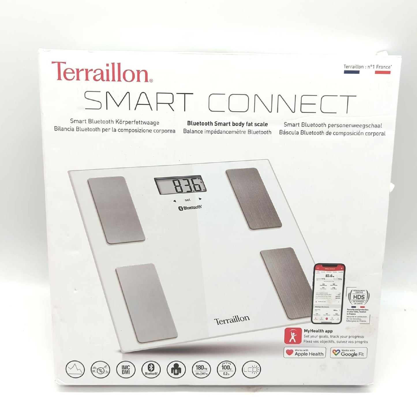 Terraillon Personenwaage Gesundheitsmessung Smart Connect IMC 8 Bluetooth Waage für Körperanalyse