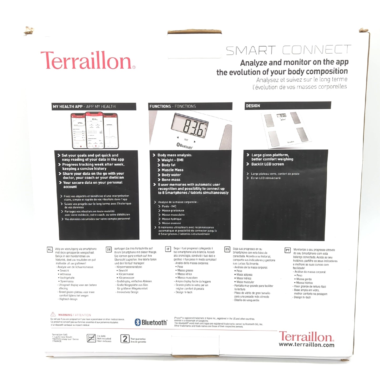 Terraillon Personenwaage Gesundheitsmessung Smart Connect IMC 8 Bluetooth Waage für Körperanalyse