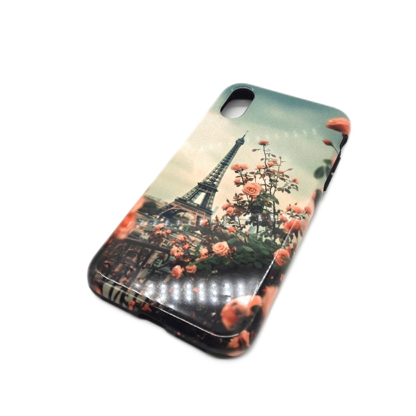 Eiffelturm Handyhülle Schutz Hülle iPhone XXS Vintage Paris Rosen Stil