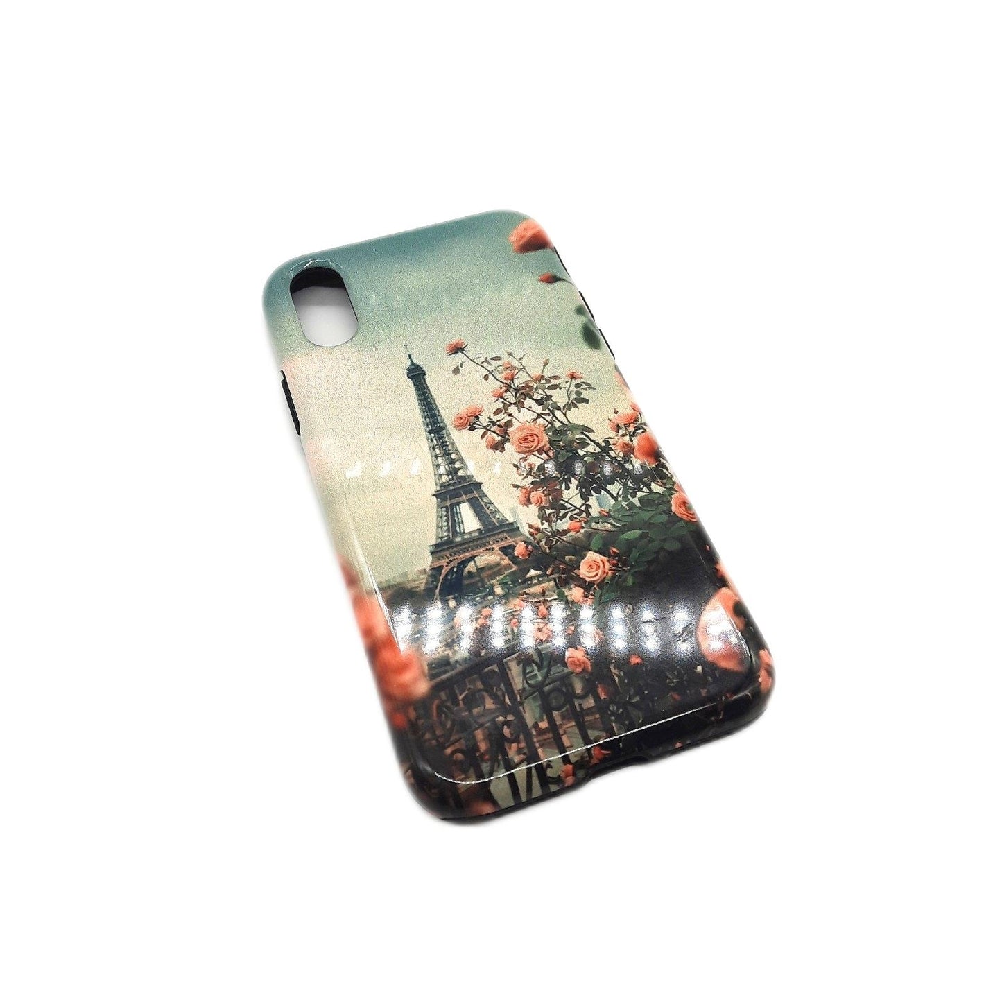Eiffelturm Handyhülle Schutz Hülle iPhone XXS Vintage Paris Rosen Stil