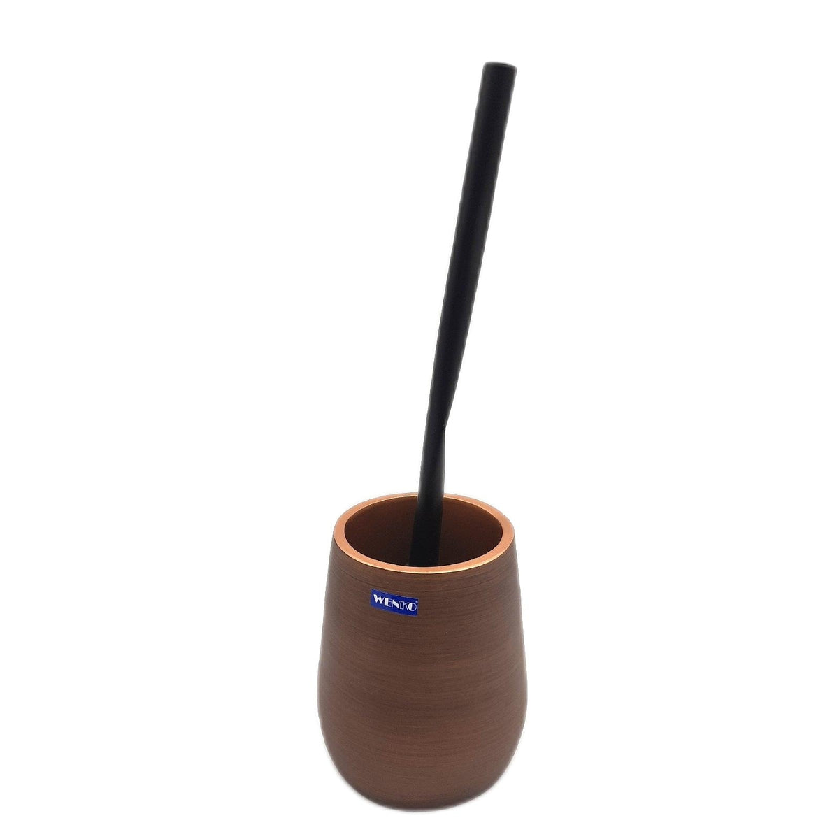 WENKO WC-Garnitur Mod. Palena  Toilettenbürstenhalter aus Polyresin  inkl. Toilettenbürste mit auswechselbarem Bürstenkopf zur hygienischen Reinigung  Ø 12 5 x 37 cm  Bronze