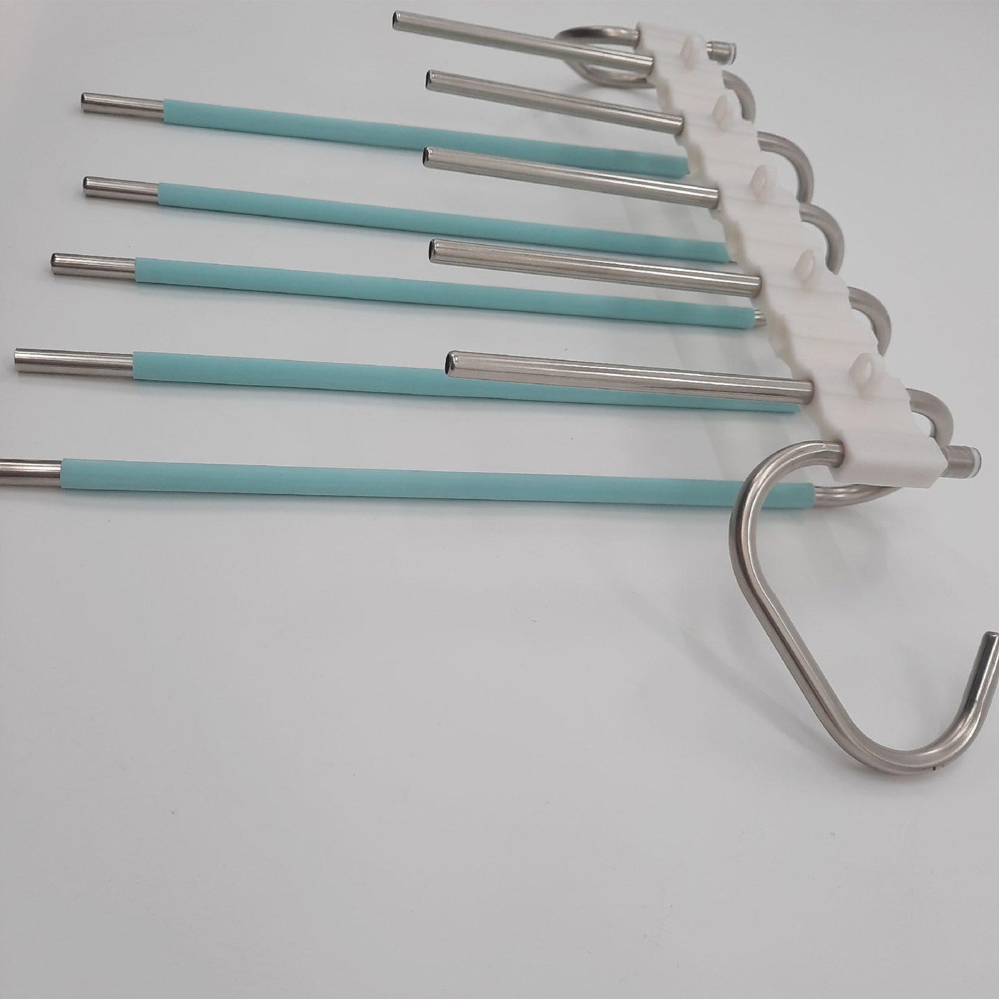 devesanter Hosenbügel Kleiderbügel Aufbewahrung grün mit 10 Clips platzsparend rutschfest für Schals Jeans Hosen Handtücher Set 2 Stück