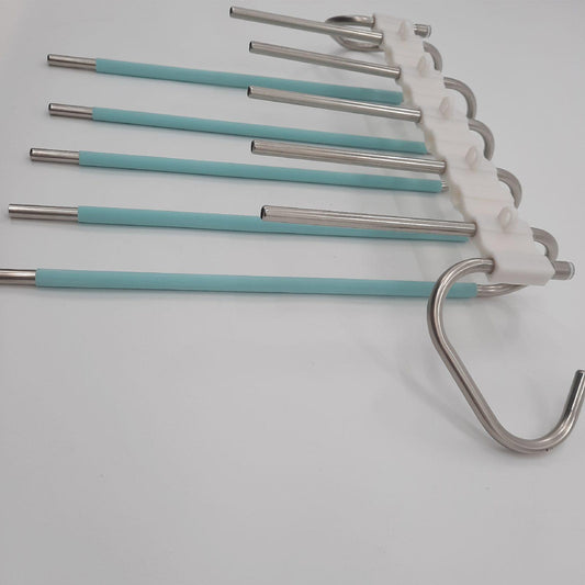 devesanter Hosenbügel Kleiderbügel Aufbewahrung grün mit 10 Clips platzsparend rutschfest für Schals Jeans Hosen Handtücher Set 2 Stück