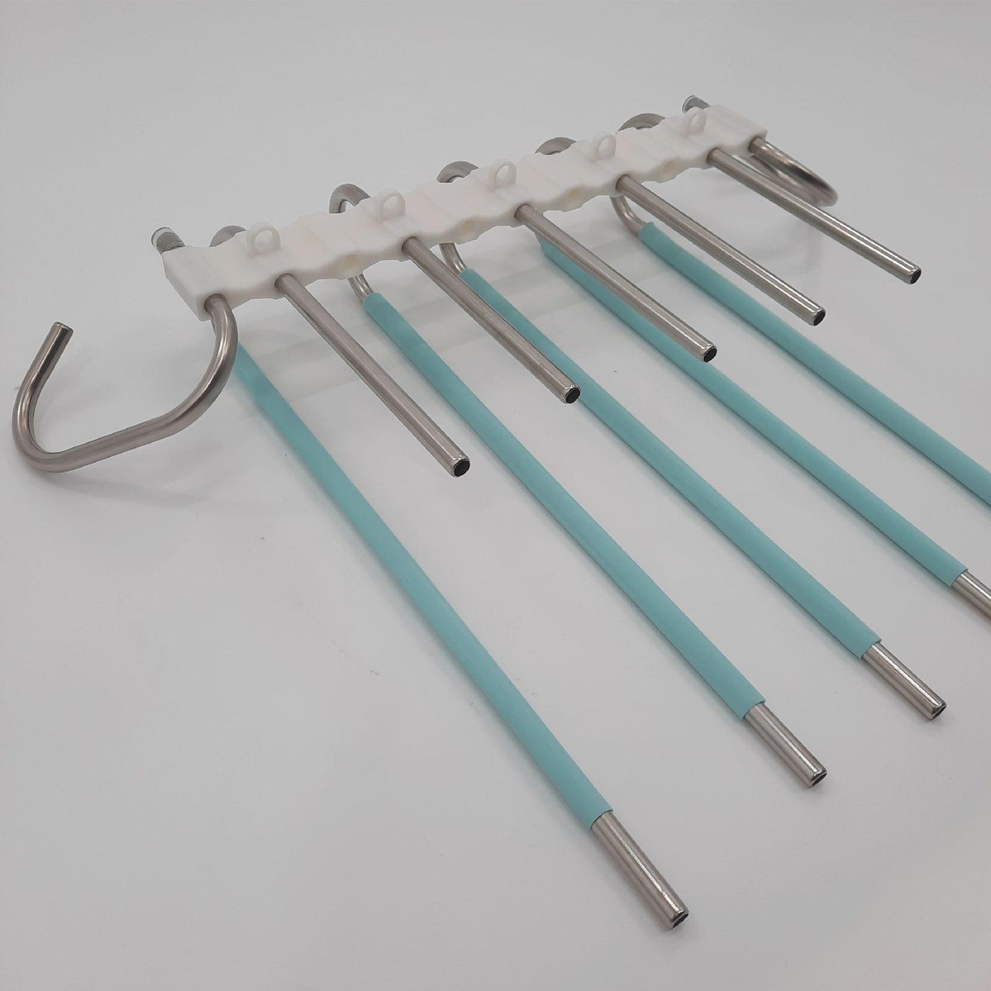 devesanter Hosenbügel Kleiderbügel Aufbewahrung grün mit 10 Clips platzsparend rutschfest für Schals Jeans Hosen Handtücher Set 2 Stück