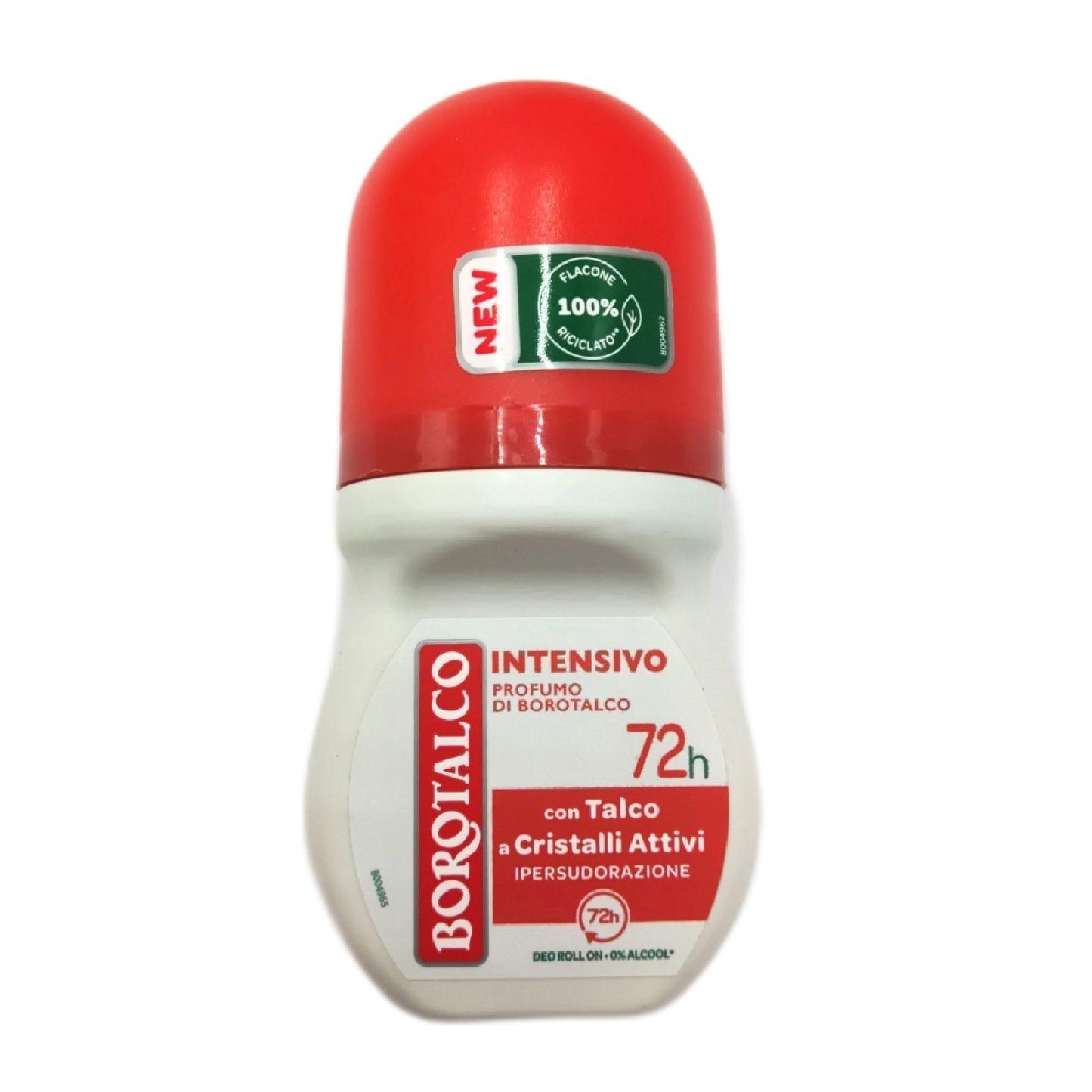 Borotalco, Intensives Deo Roll-on mit Talkum mit aktiven Kristallen, überschwitzen, ohne Alkohol, Puderduft, 72h Wirksamkeit – 4 Stück à 50 ml – Exklusiv von Amazon
