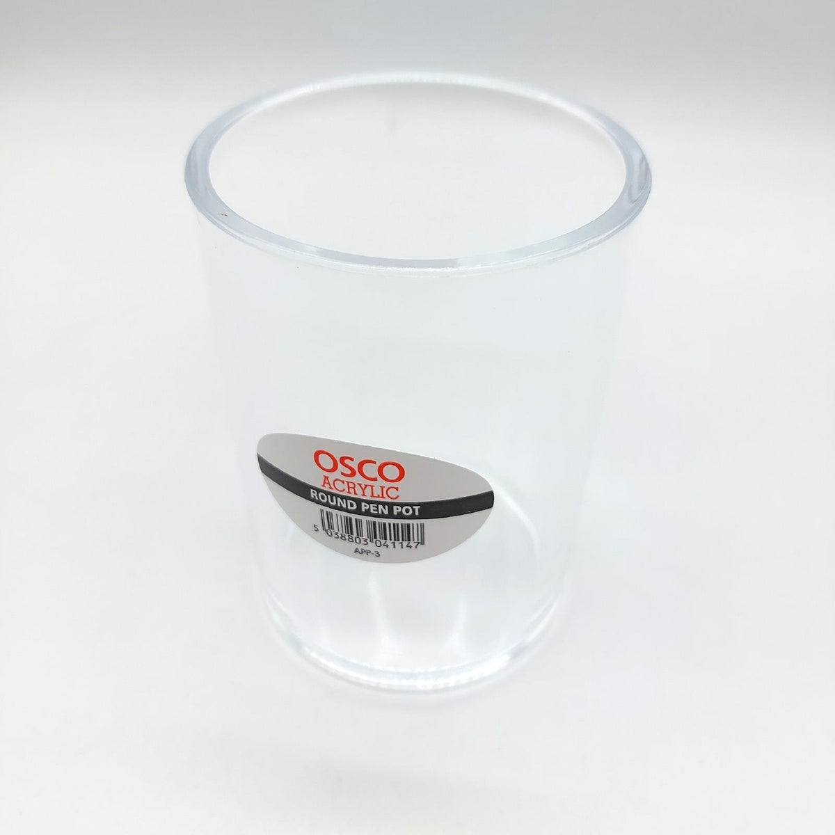 Osco APP-3 runder Stiftbehälter aus klarem Acryl  Farblos  70mm x 75mm x 102mm
