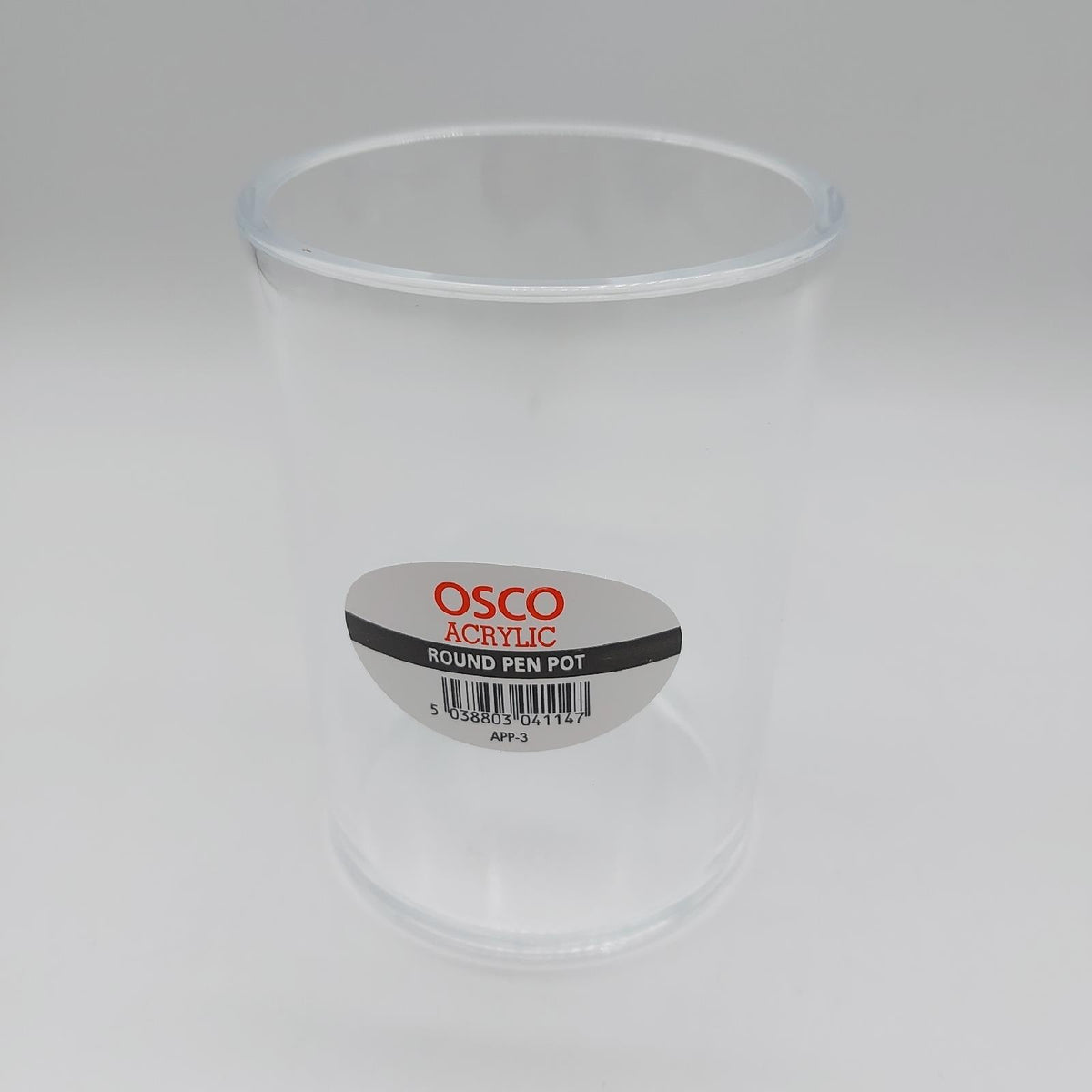 Osco APP-3 runder Stiftbehälter aus klarem Acryl  Farblos  70mm x 75mm x 102mm