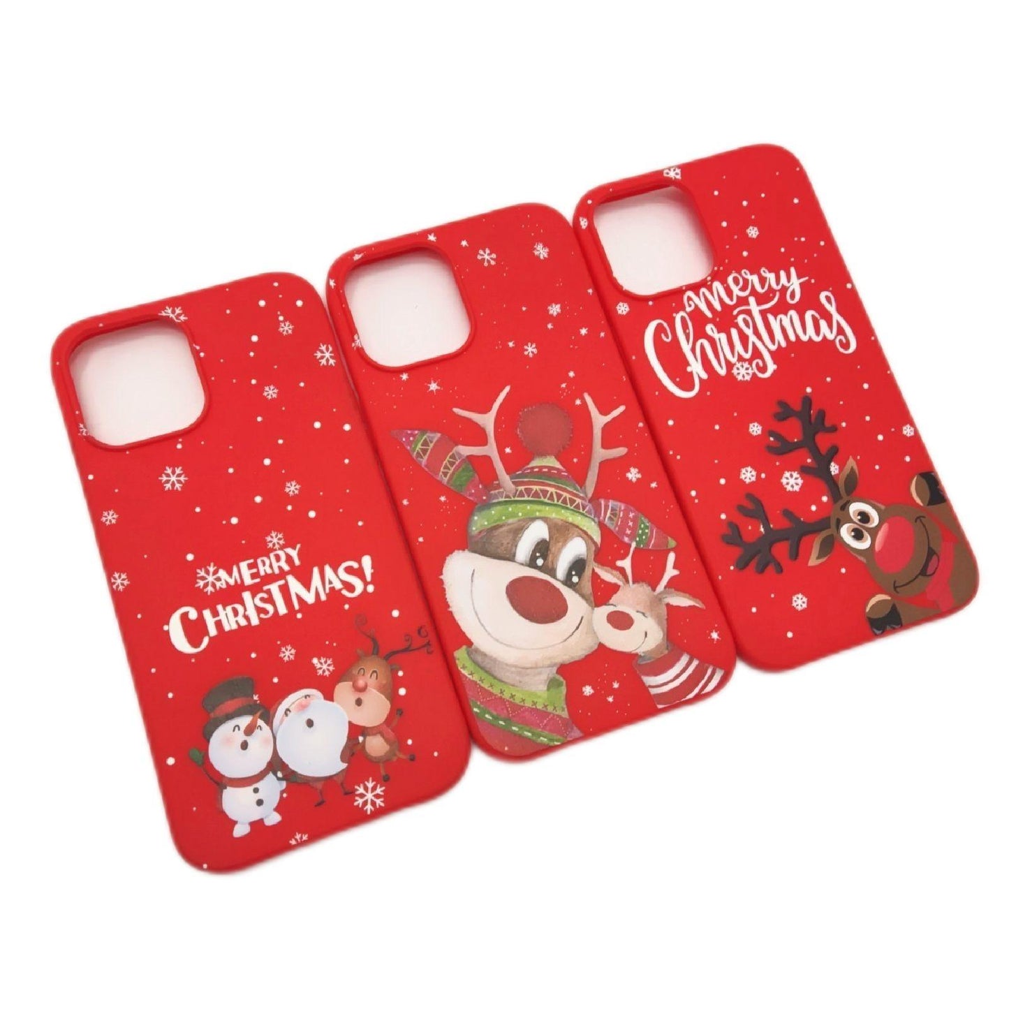 Vauki 3 Stück Weihnachten Hülle iPhone 12 Pro Max Rot Silikon Handyhülle Hülle Smartphone Apple Edition festliche Schutzhülle