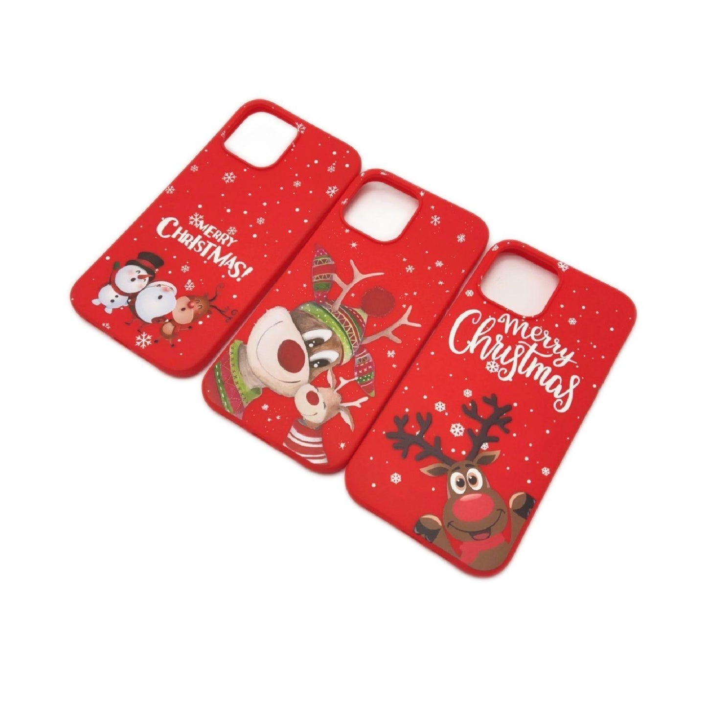 Vauki 3 Stück Weihnachten Hülle iPhone 12 Pro Max Rot Silikon Handyhülle Hülle Smartphone Apple Edition festliche Schutzhülle
