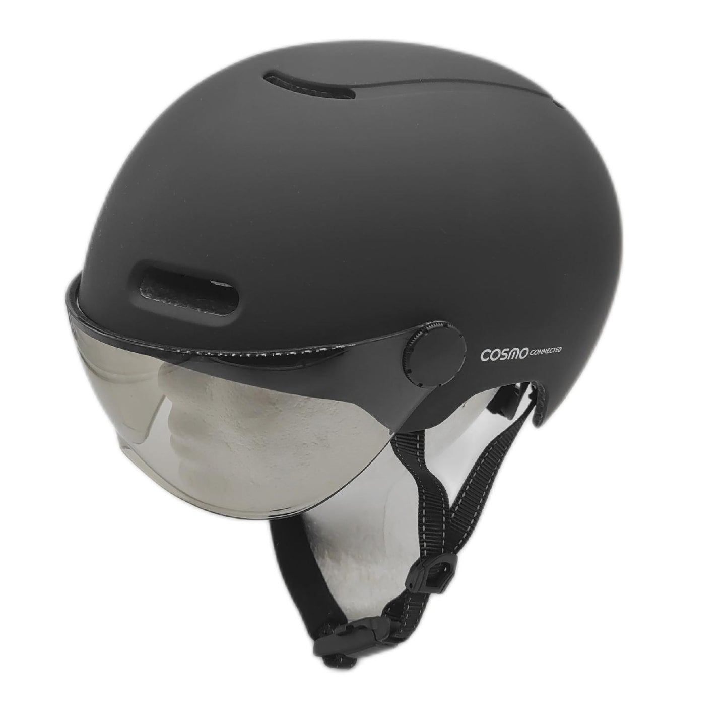 Cosmo Connected Helm Fahrrad Roller Visier Mattschwarz Größe Einzigartig Sicherheit