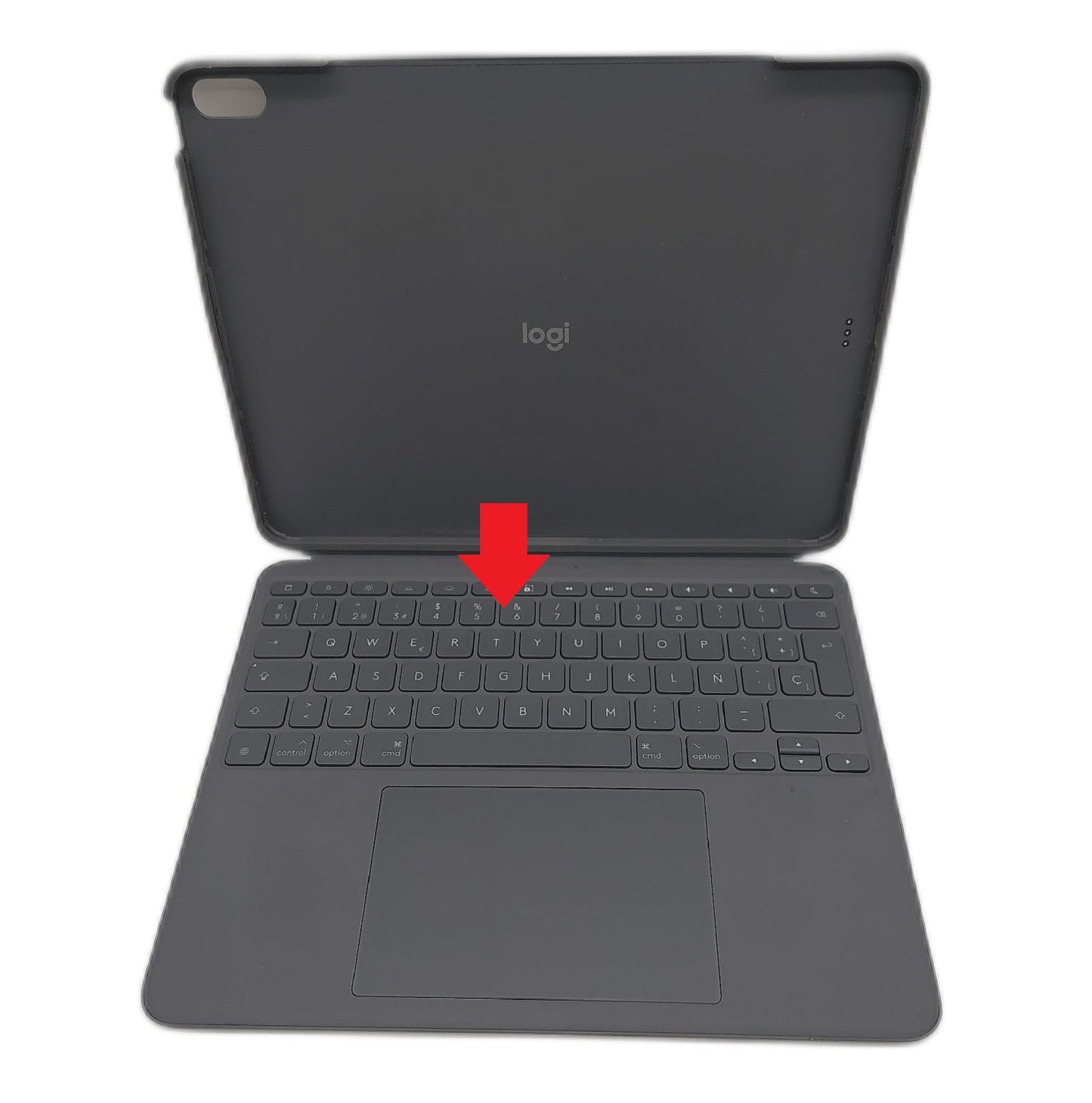 Logi Tastatur Hülle iPad Air Spanisches Layout QWERTY Eingabegerät Touchpad Schutzhülle