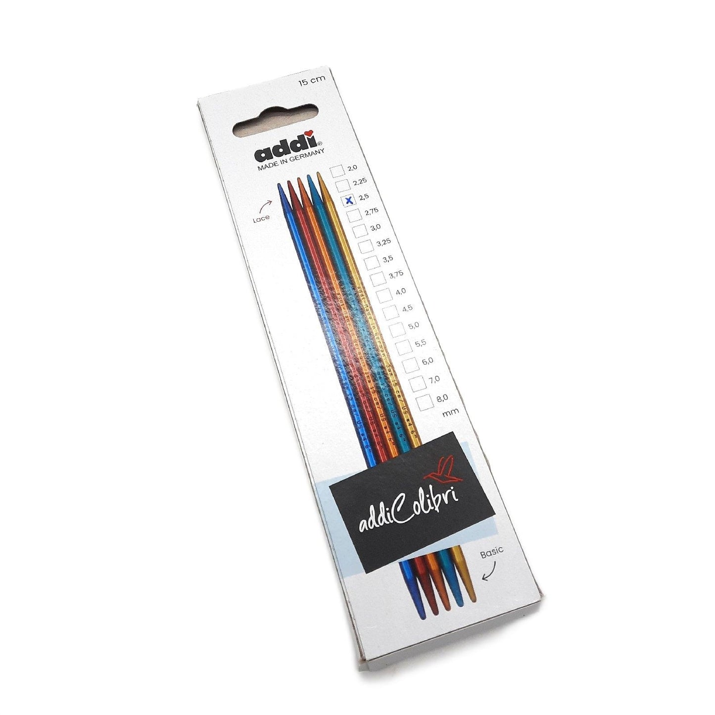 Addi Nadelspiel Aluminium Mehrfarbig 15cm 2.5mm Gerade Stricknadeln
