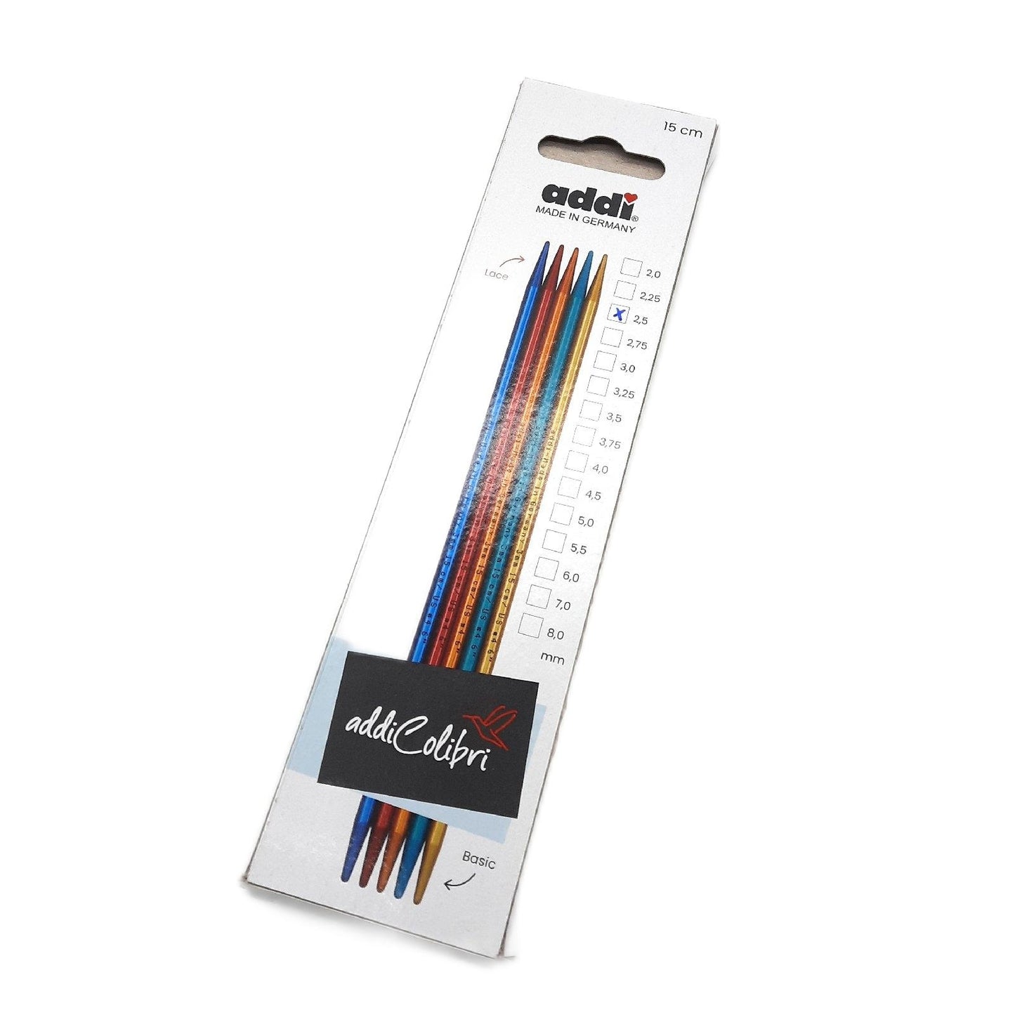 Addi Nadelspiel Aluminium Mehrfarbig 15cm 2.5mm Gerade Stricknadeln