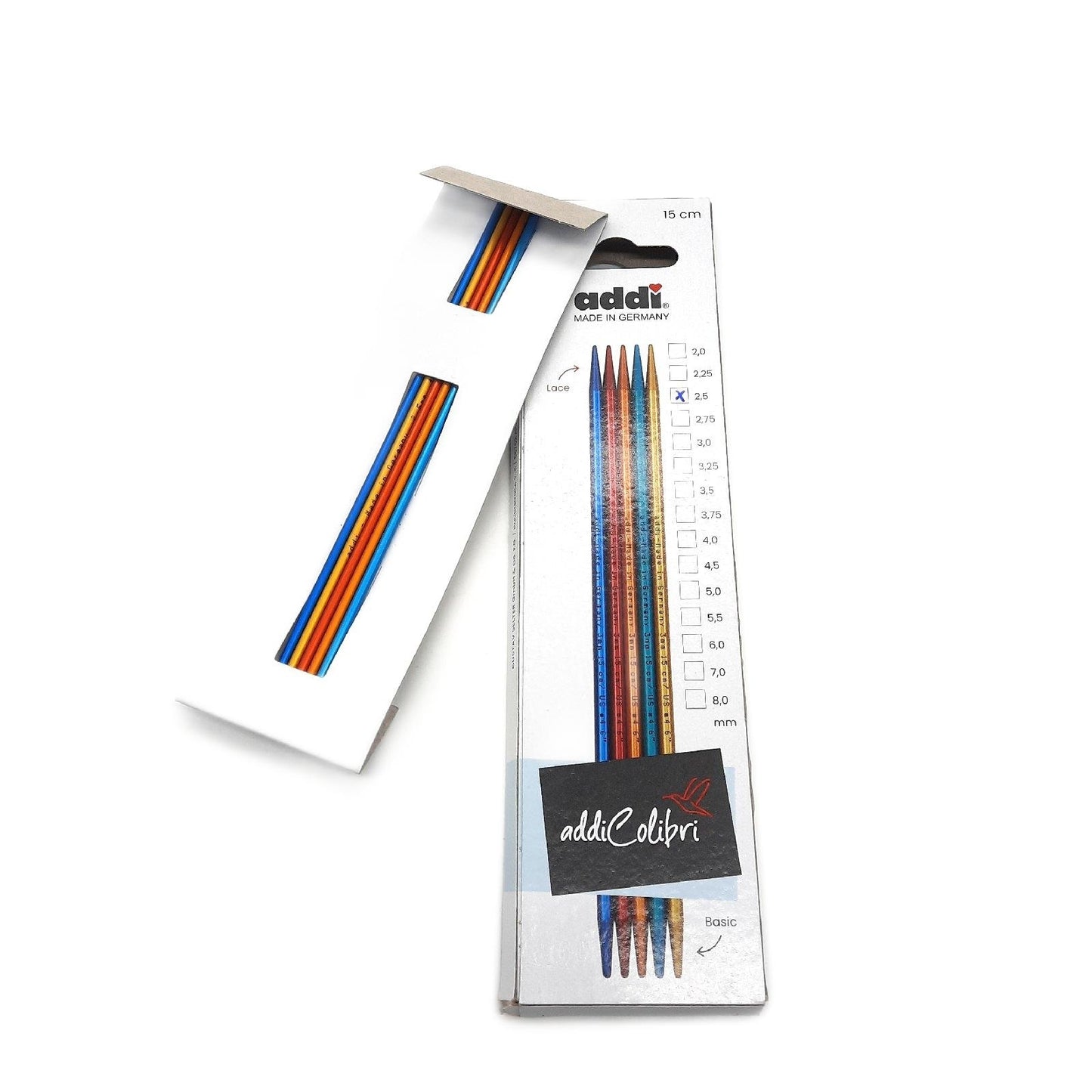 Addi Nadelspiel Aluminium Mehrfarbig 15cm 2.5mm Gerade Stricknadeln