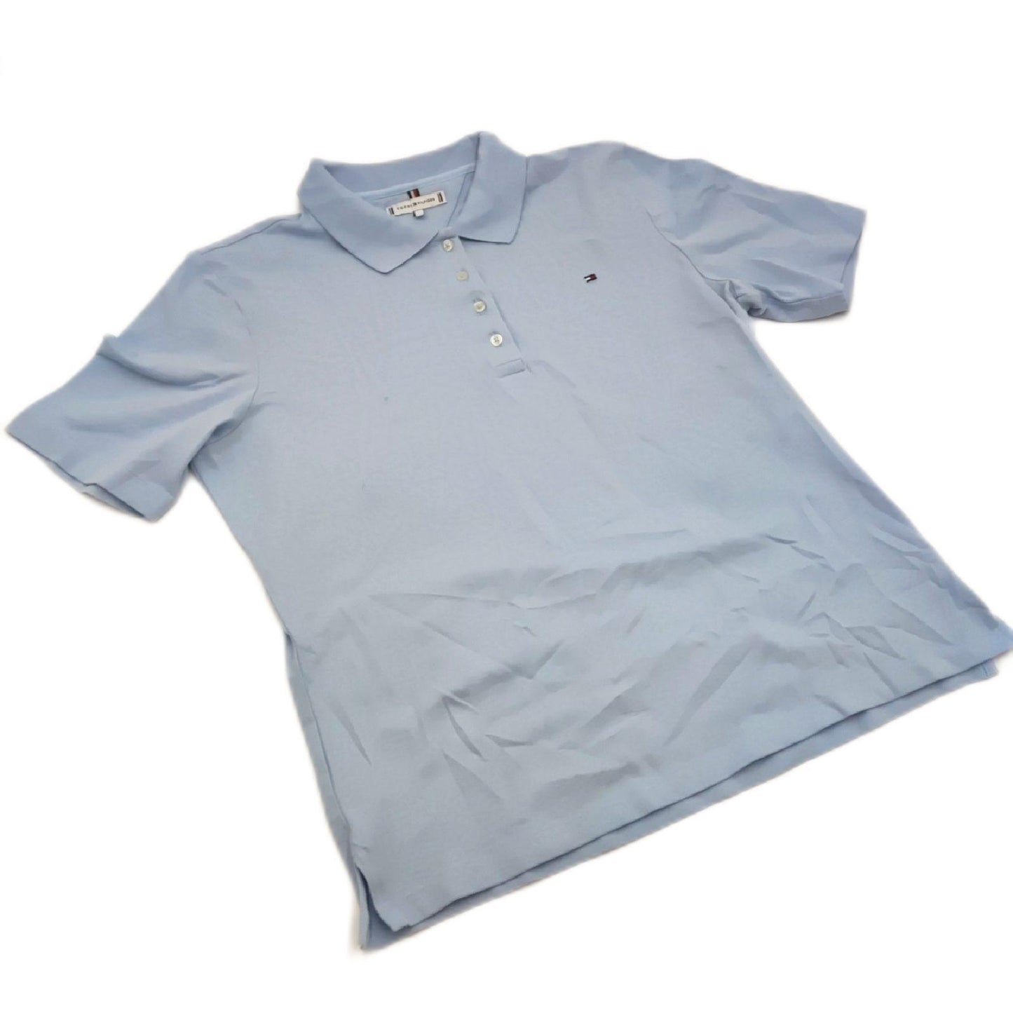 Tommy Hilfiger Damen Poloshirt Kurzarm 1985 Pique Regular Fit, Blau (Breezy Blue), L
