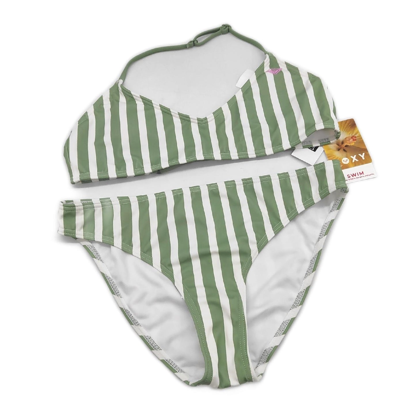 Roxy Bikini Badebekleidung Strandmode BICO TRI Basil Active RG Stripe Badespaß für Mädchen 16 Jahre